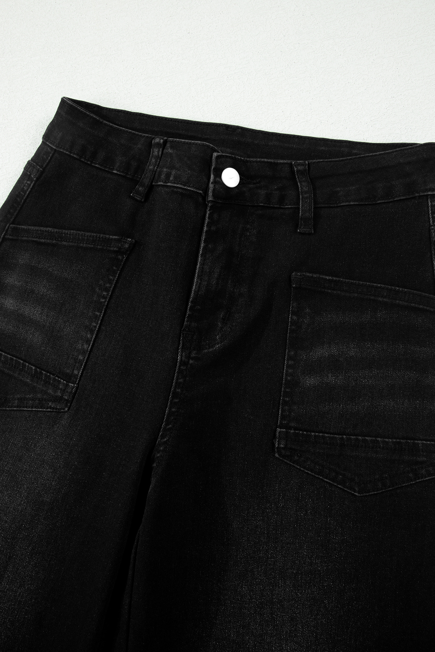 Black Frayed Cropped Barrel Jeans view 8