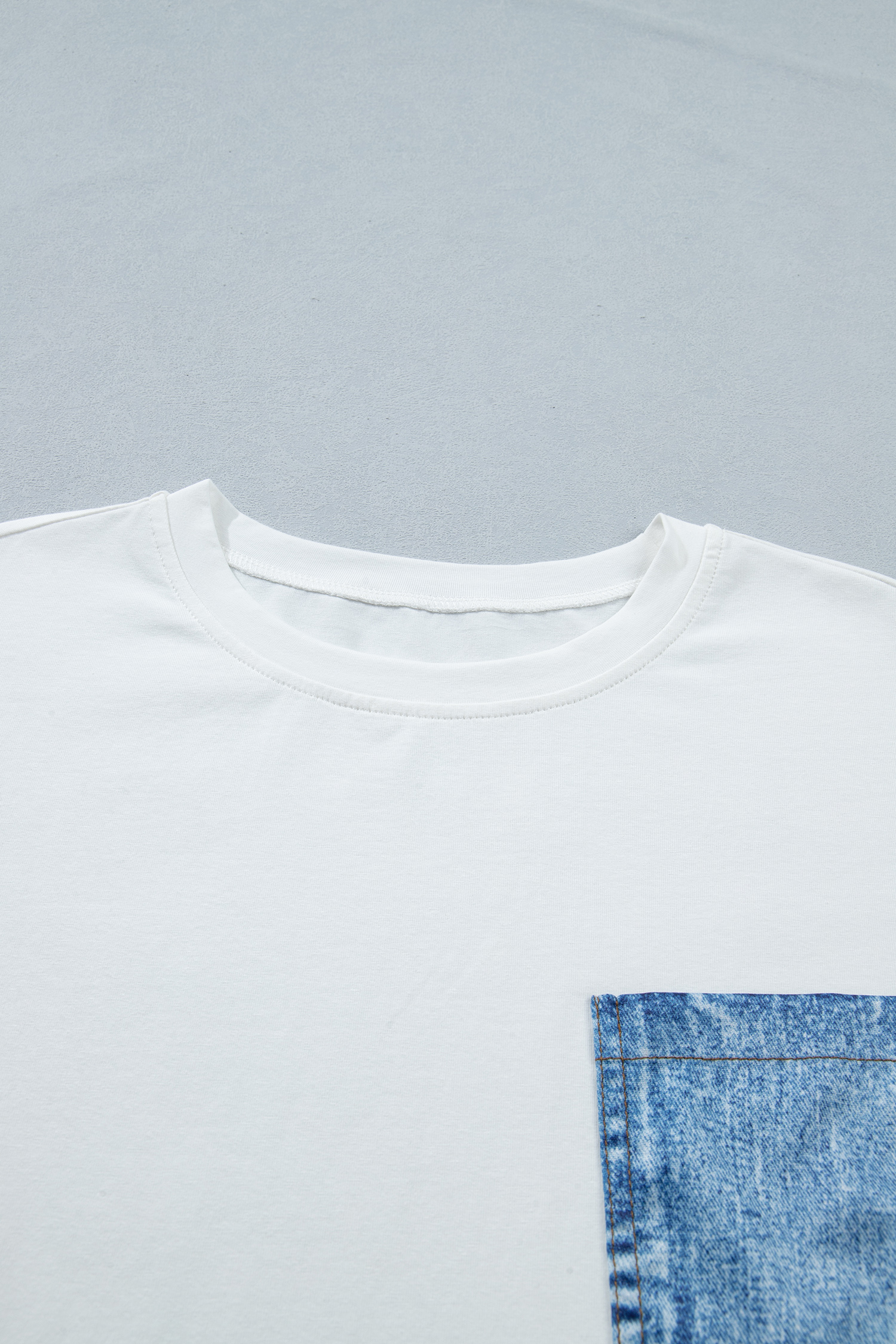 White Color Block Chest Pocket Patched Casual Short Sleeve Top view 15