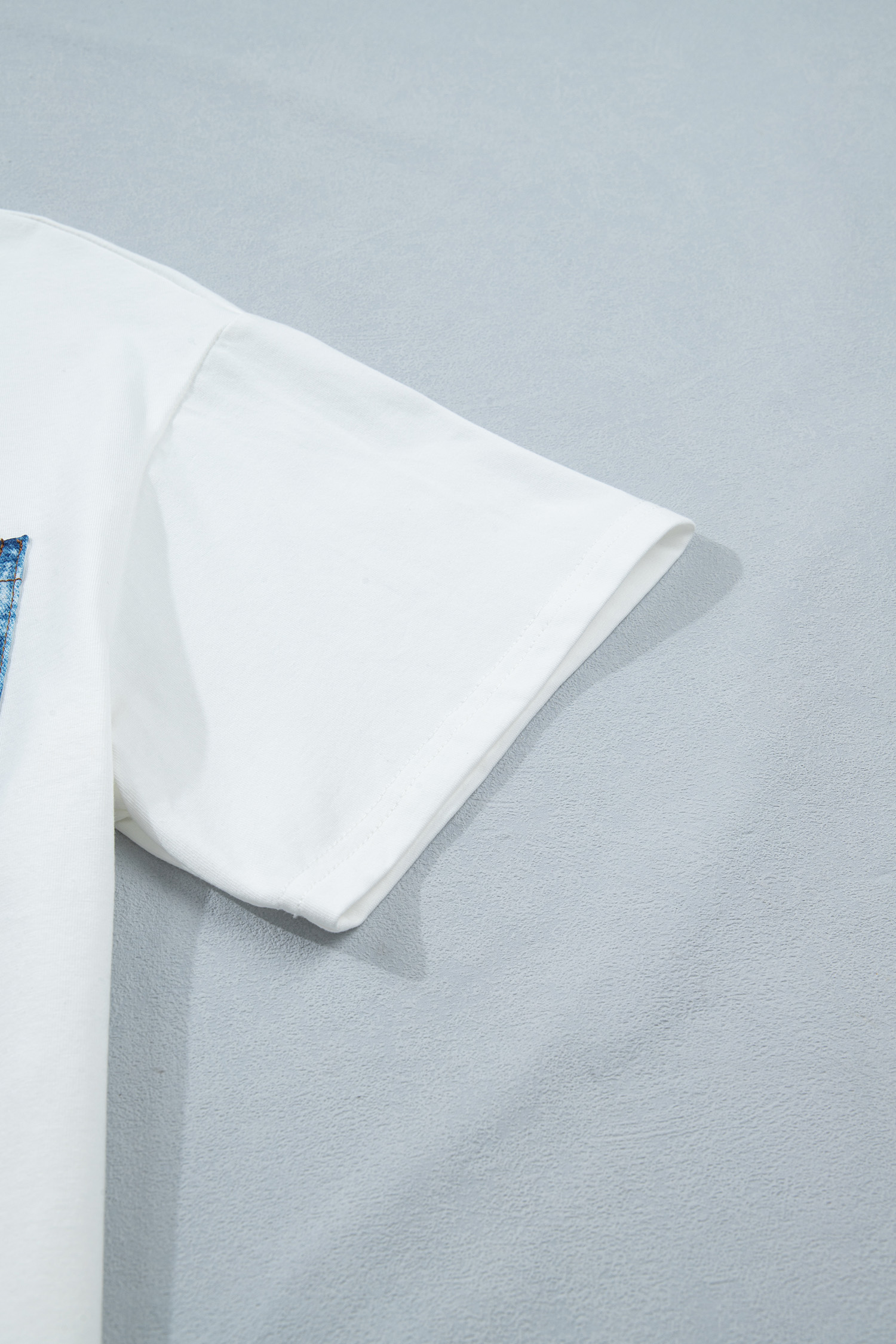 White Color Block Chest Pocket Patched Casual Short Sleeve Top view 17