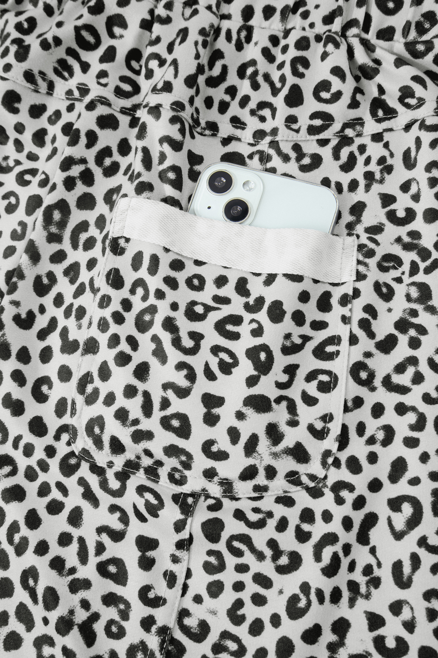 Gray Animal Print Wide Leg Terry Knit Pants view 17