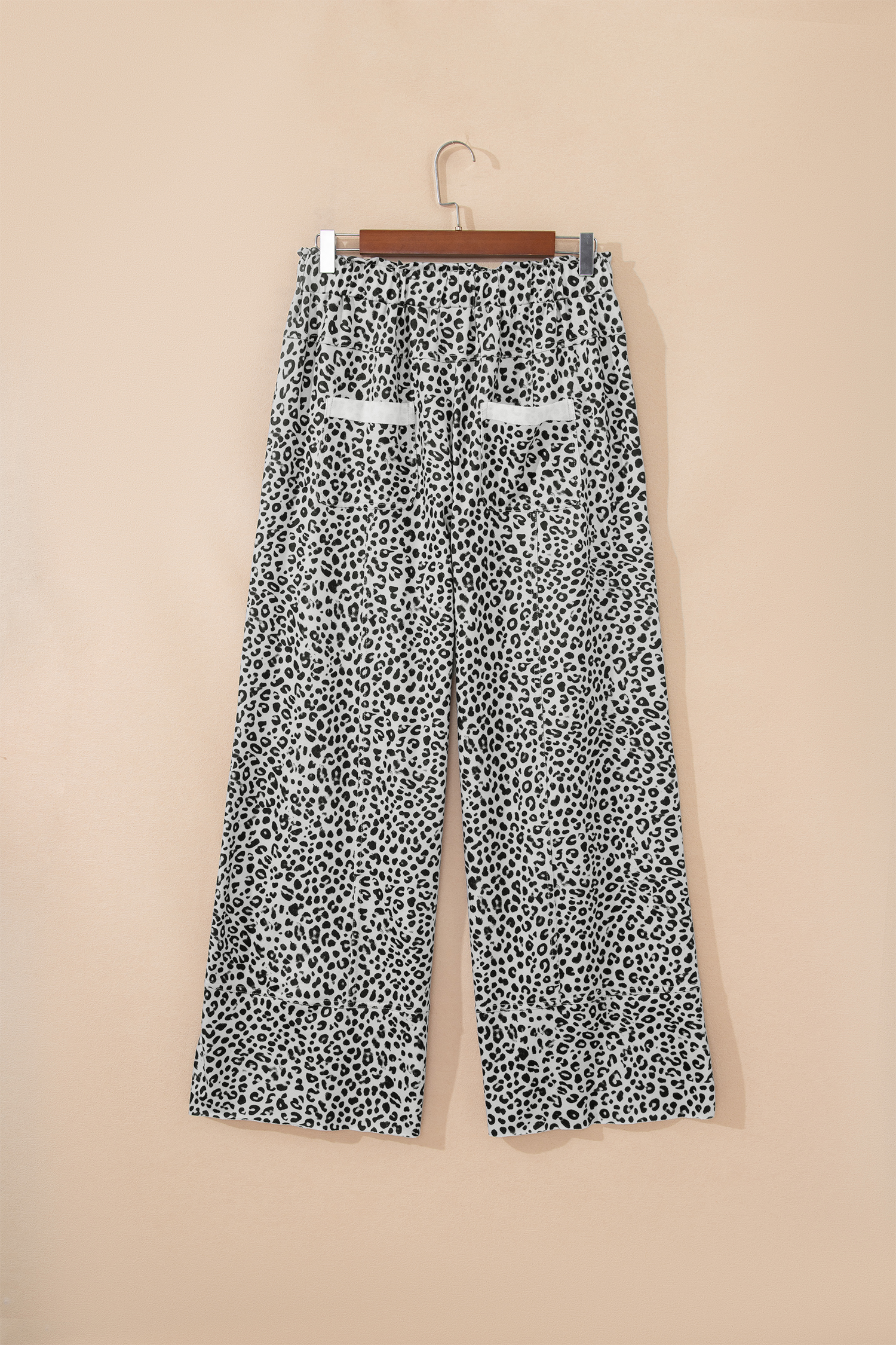 Gray Animal Print Wide Leg Terry Knit Pants view 9