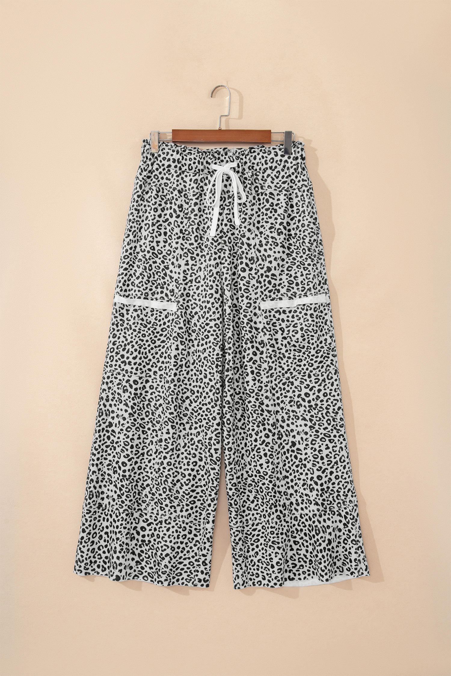 Gray Animal Print Wide Leg Terry Knit Pants view 8