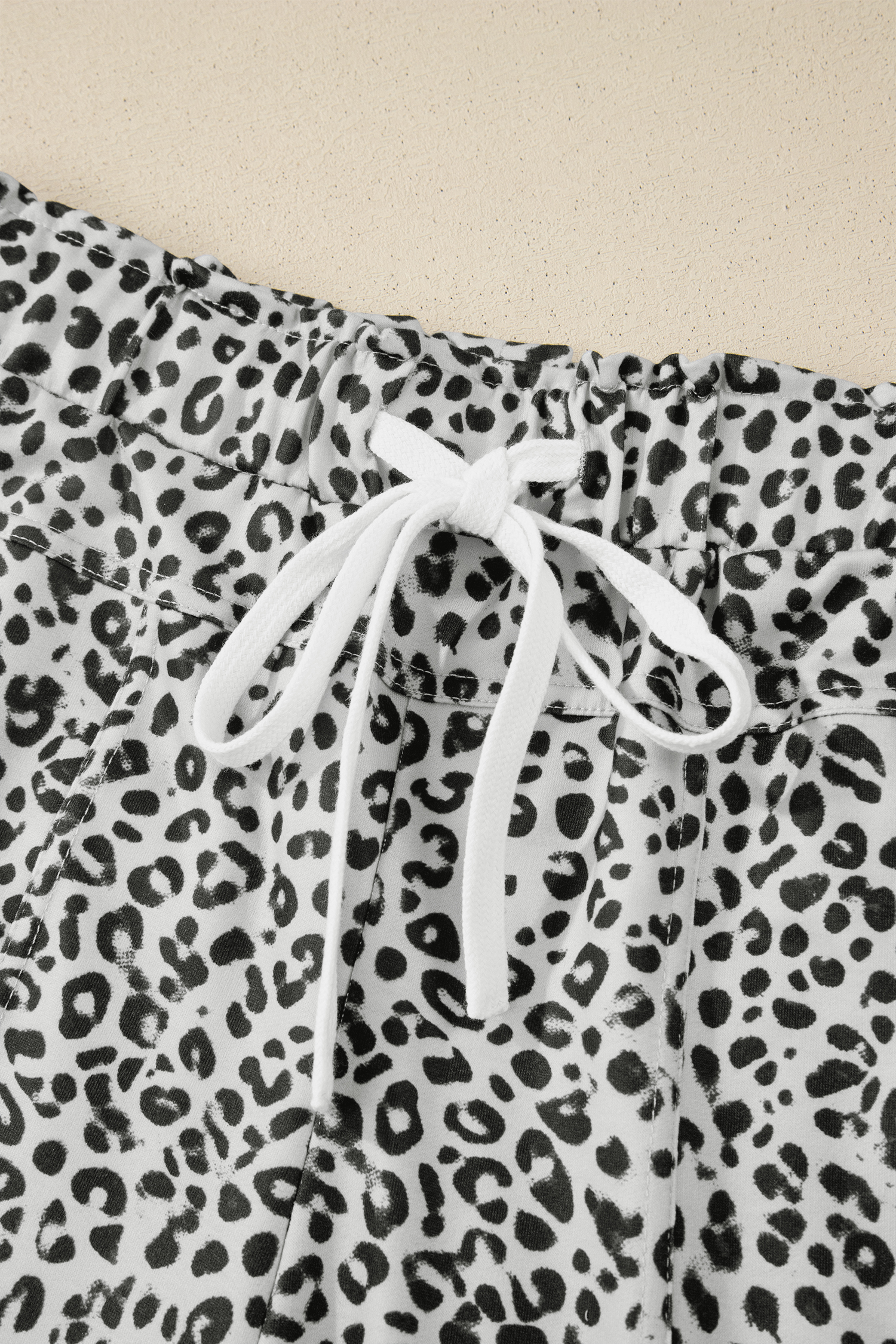 Gray Animal Print Wide Leg Terry Knit Pants view 14