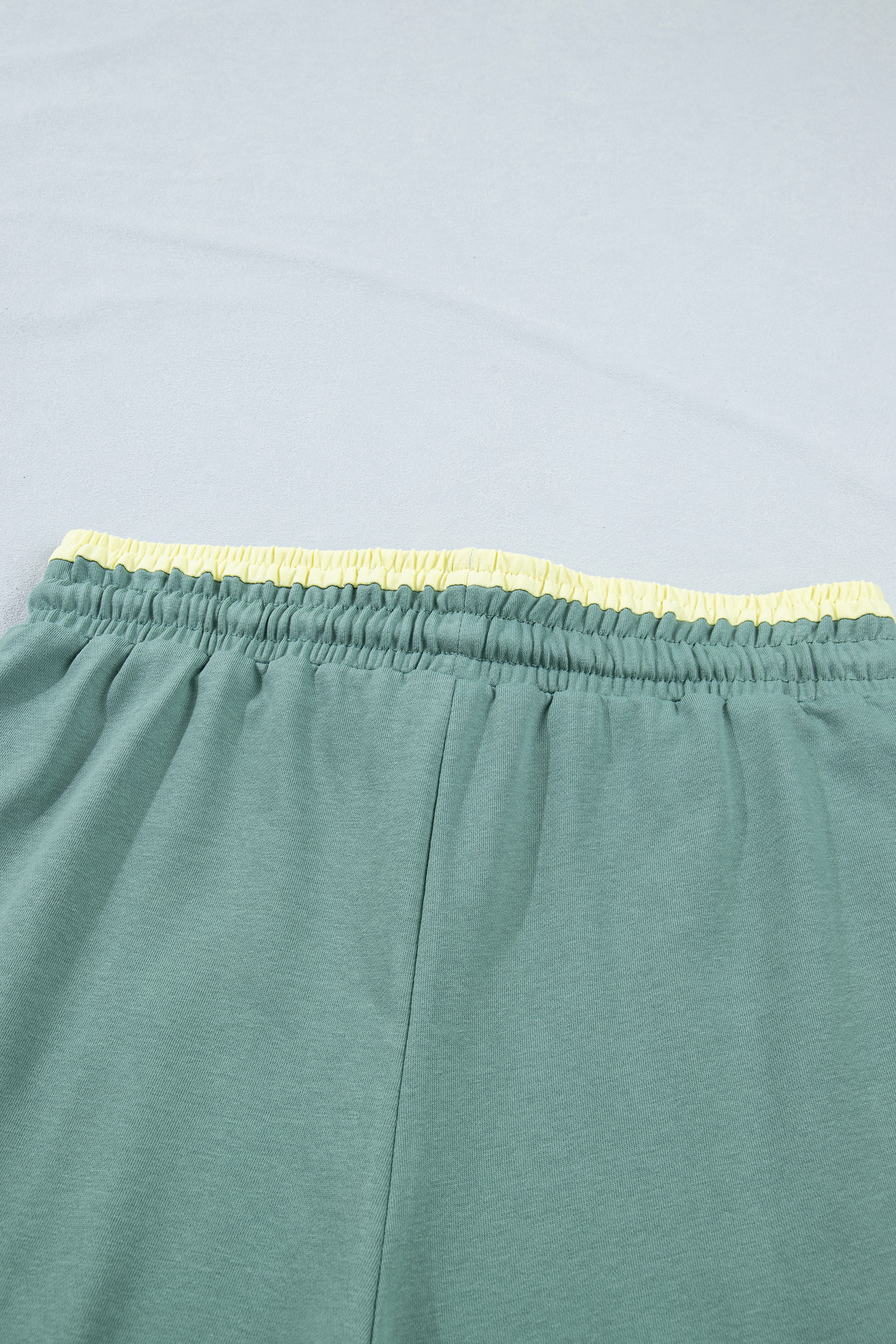 Sea Green Color Block Flower Patchwork Drawstring Contrasted Elastic Waist Wide Leg Pants view 13