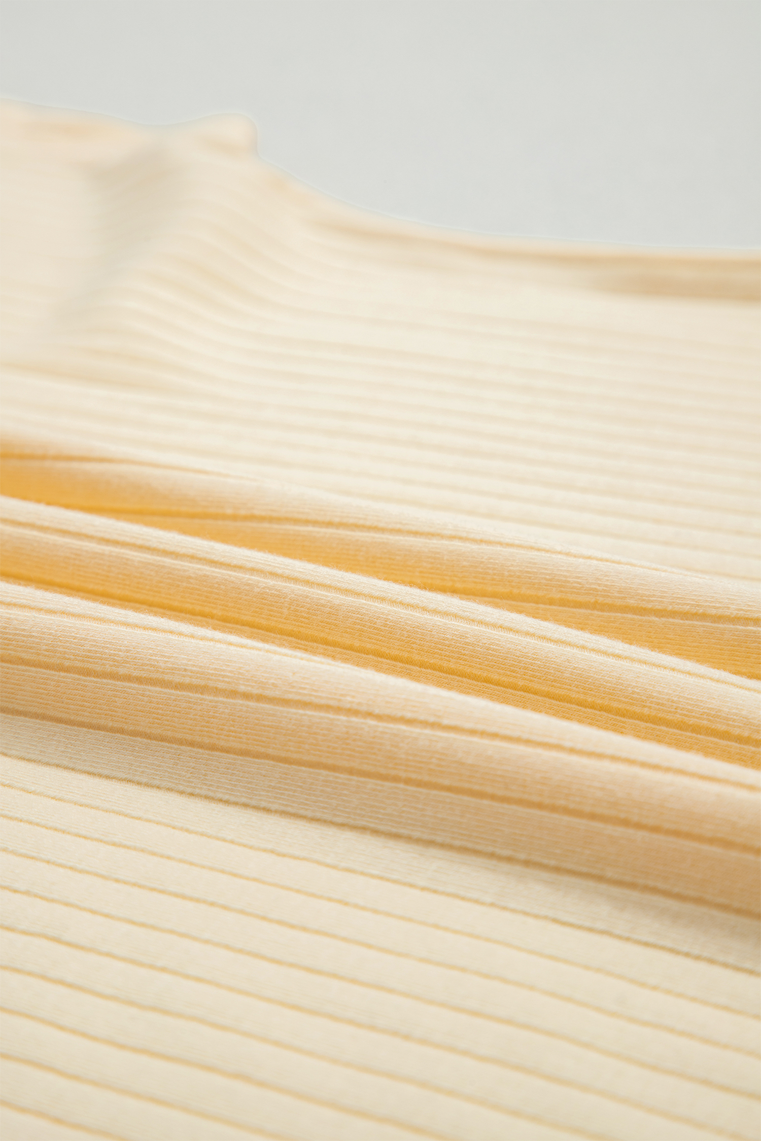 Yellow Cream Soft Ribbed Color Block Trim Casual Short Set view 16