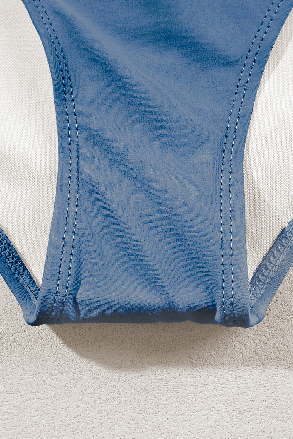Dusk Blue Colorful Stitch Border Detail 2pcs High Waist Bikini Swimsuit view 13