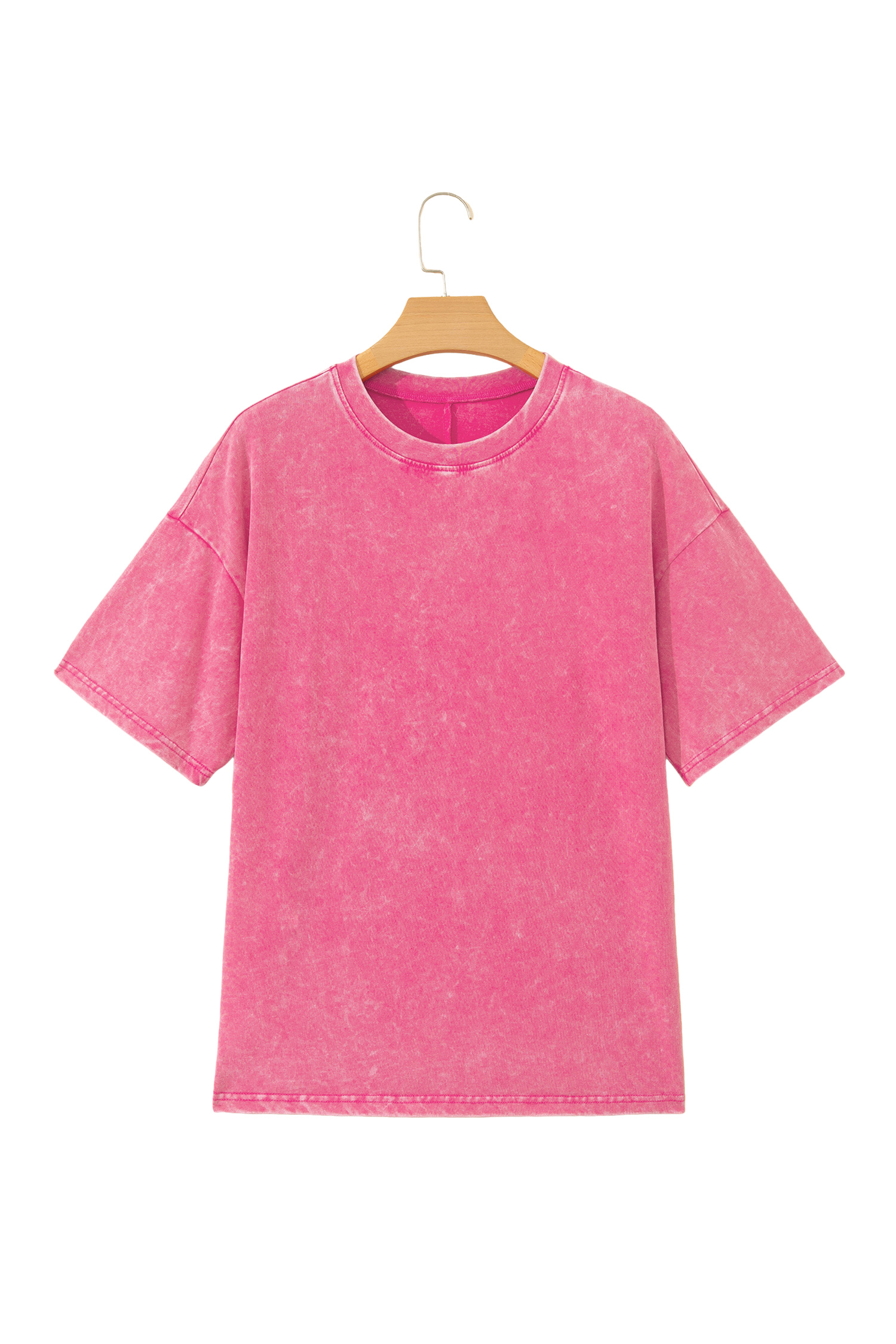 Sachet Pink Solid Color Cotton Mineral Washed Oversize Tee view 20
