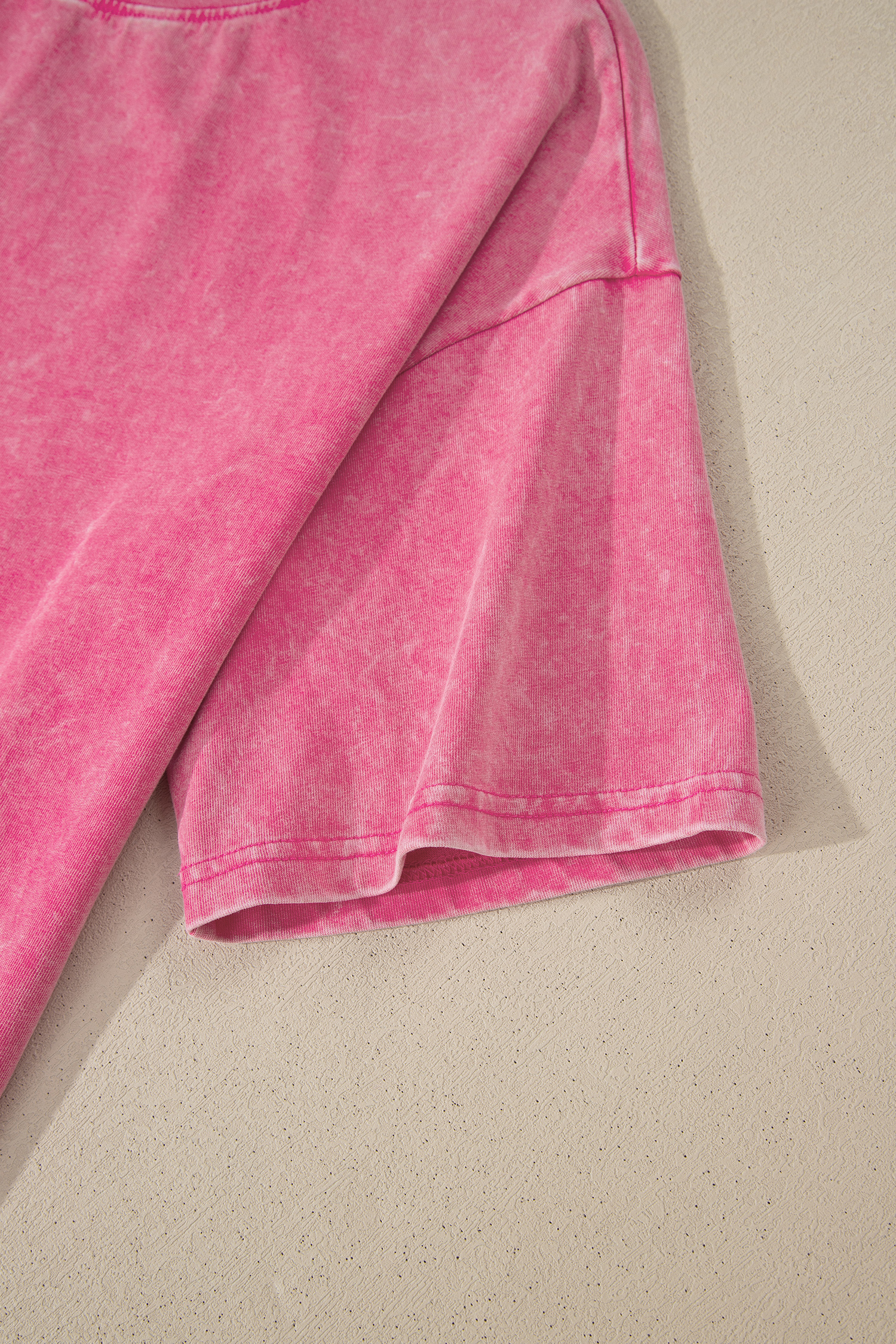 Sachet Pink Solid Color Cotton Mineral Washed Oversize Tee view 15