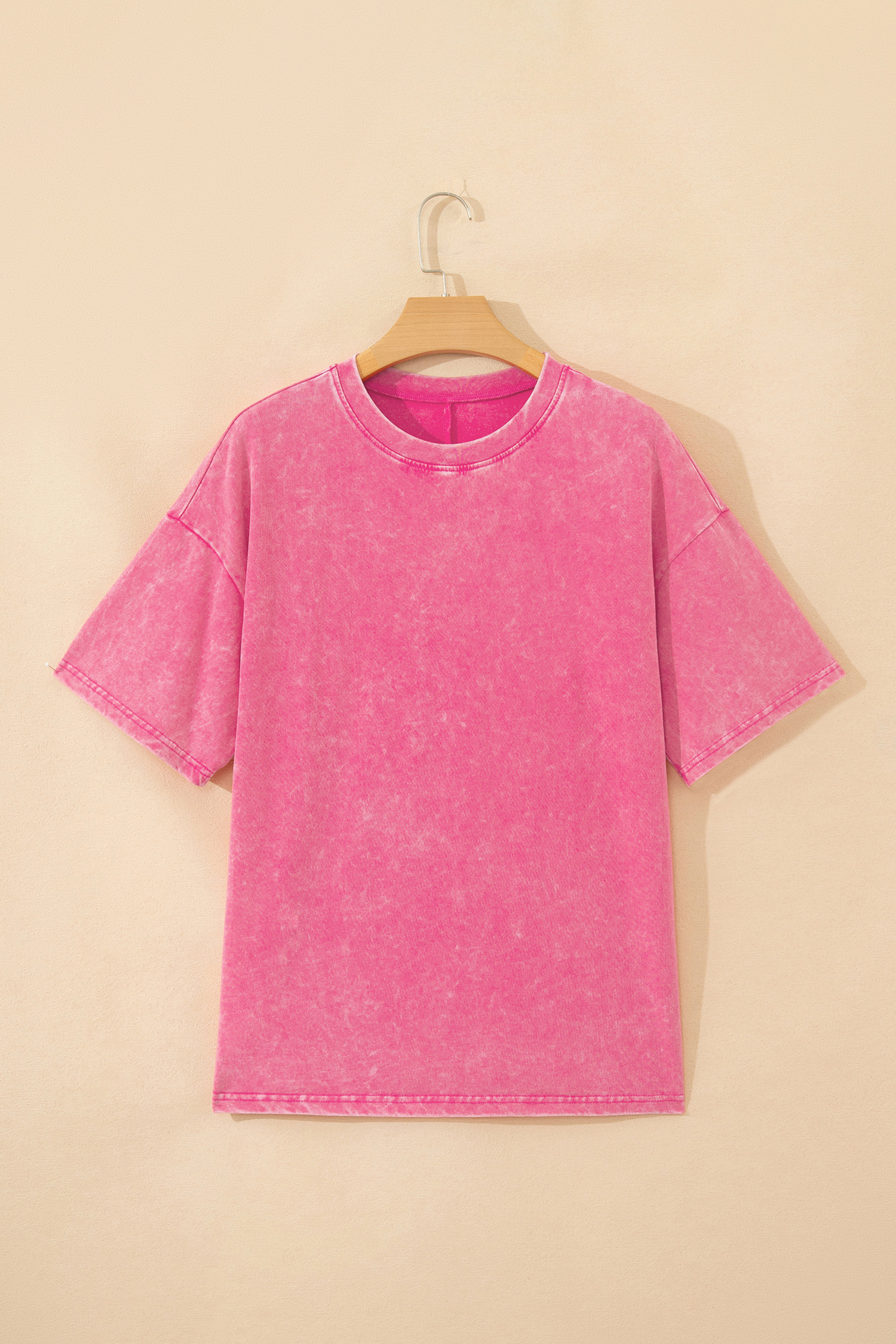 Sachet Pink Solid Color Cotton Mineral Washed Oversize Tee view 12