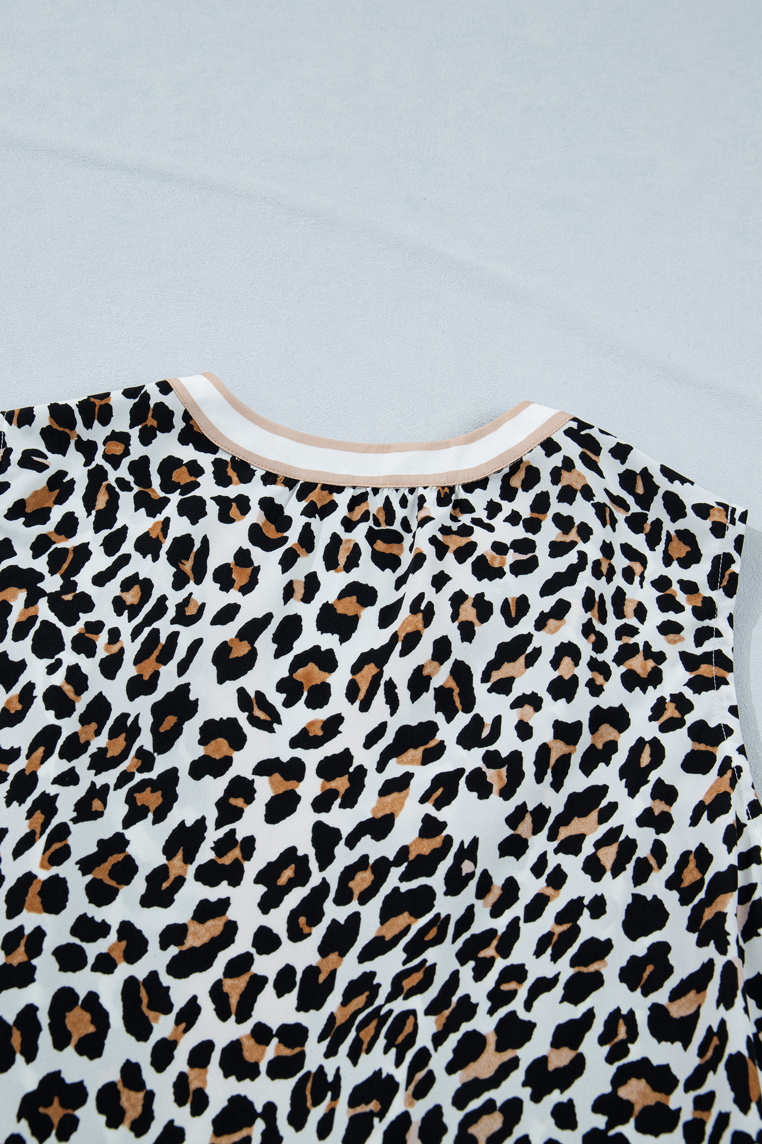 White Leopard Print Colorblock Trim Sleeveless Midi Dress view 21