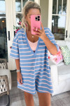 Sky Blue Stripe Jumpsuits & Rompers