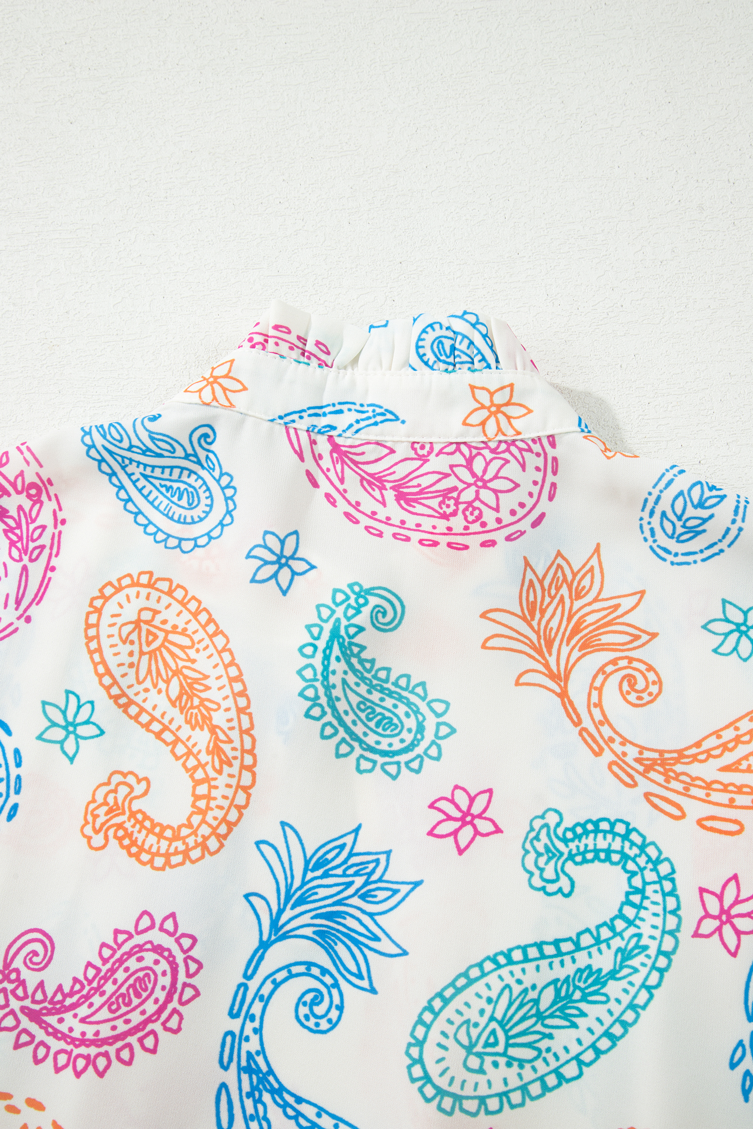 Multicolour Vibrant Paisley Printed Button Keyhole Puff Sleeve Blouse view 14