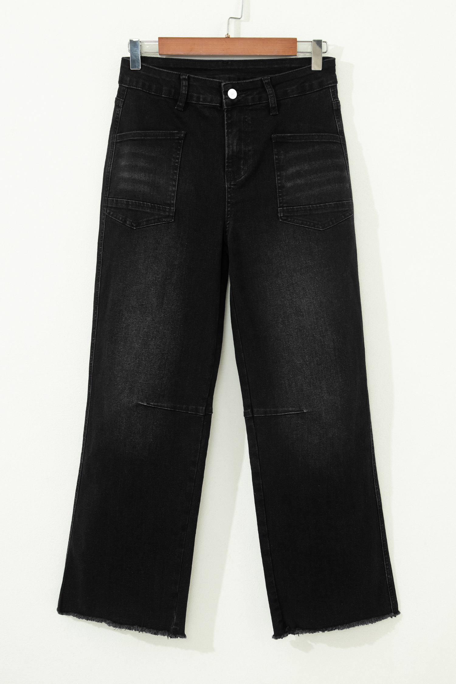 Black Frayed Cropped Barrel Jeans view 4