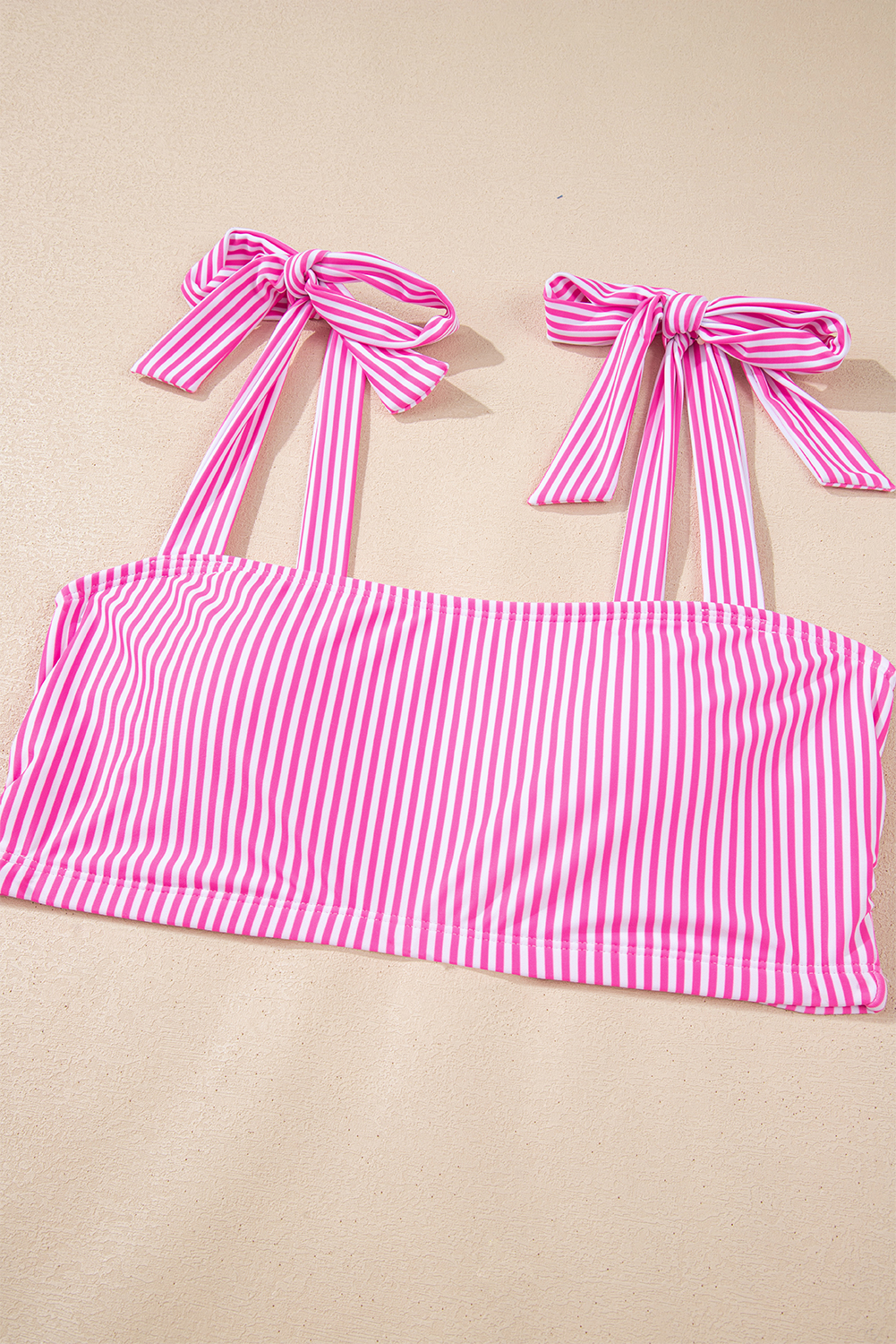Rose Stripe Print Knot Straps 2pcs High Waist Bikini Swimsuit view 15