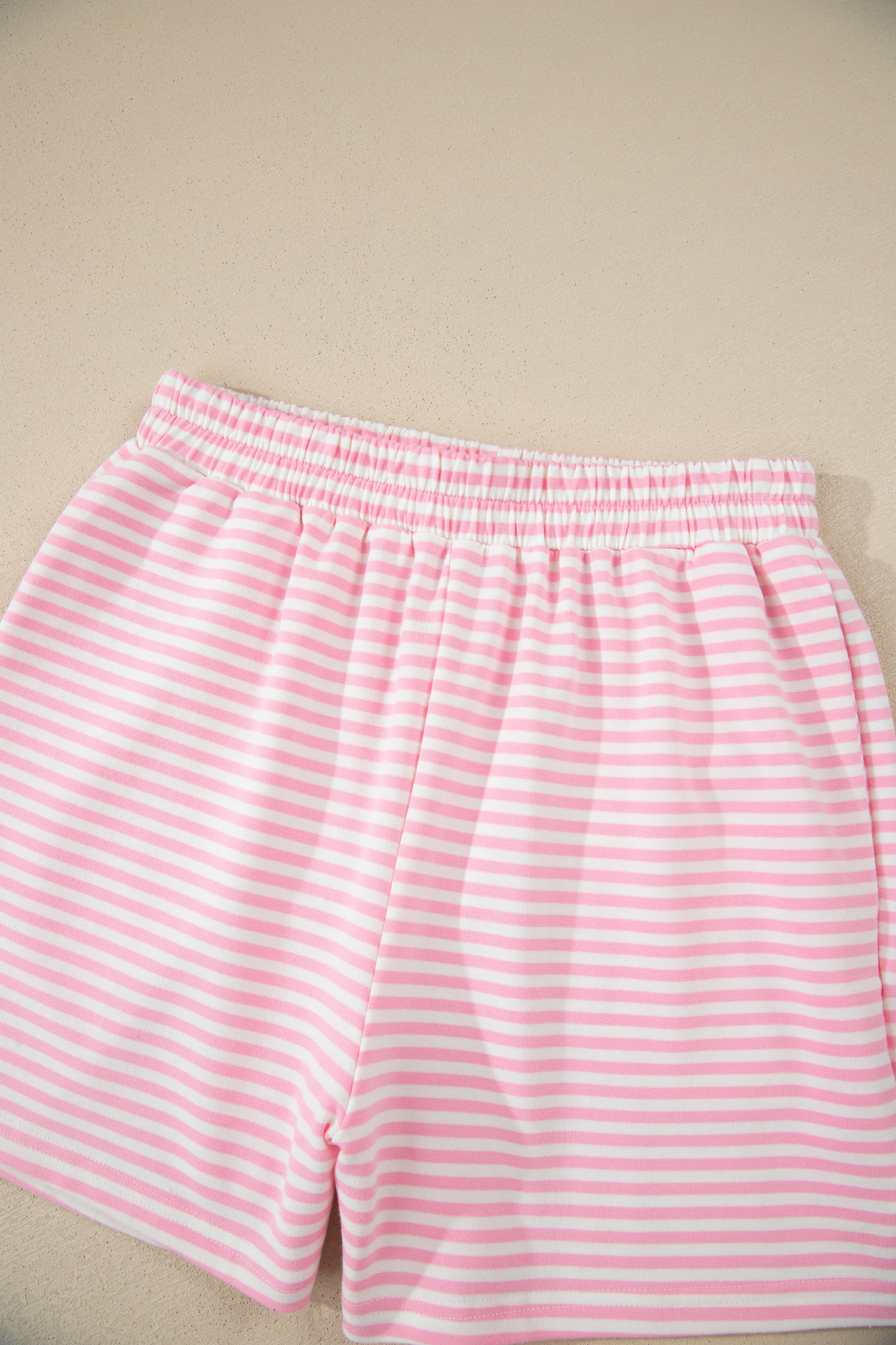 Pink Stripe Oversize Mock Neck Sweatshirt and Shorts Set