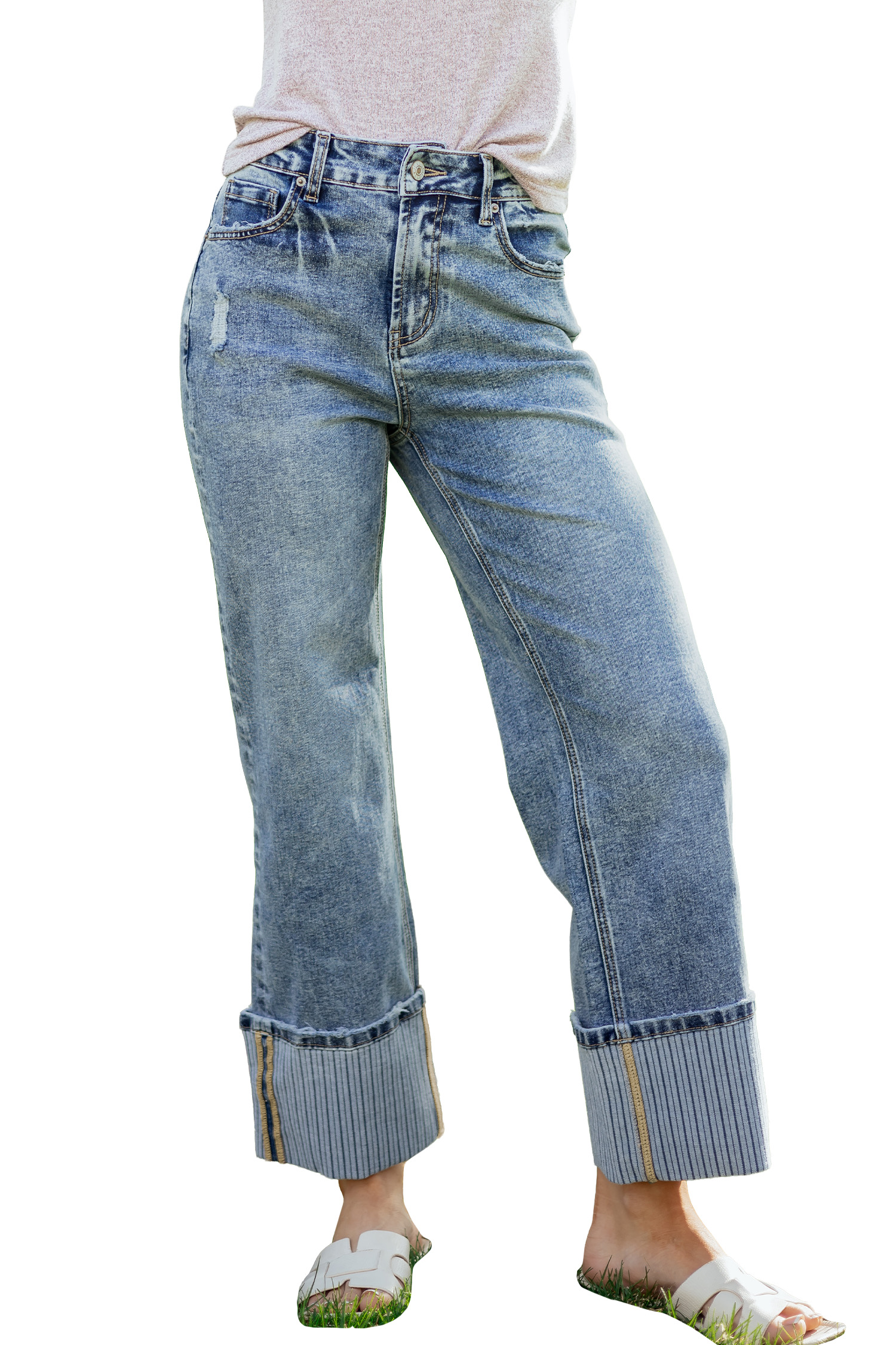 Ashleigh Blue Cuffed Straight Loose Jeans view 24
