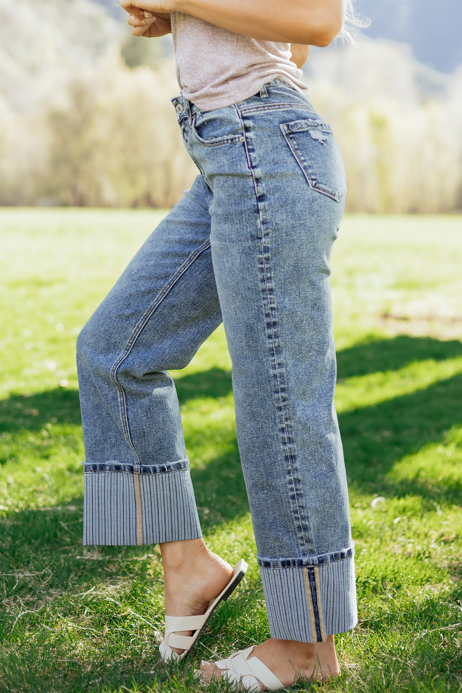 Ashleigh Blue Cuffed Straight Loose Jeans view 7