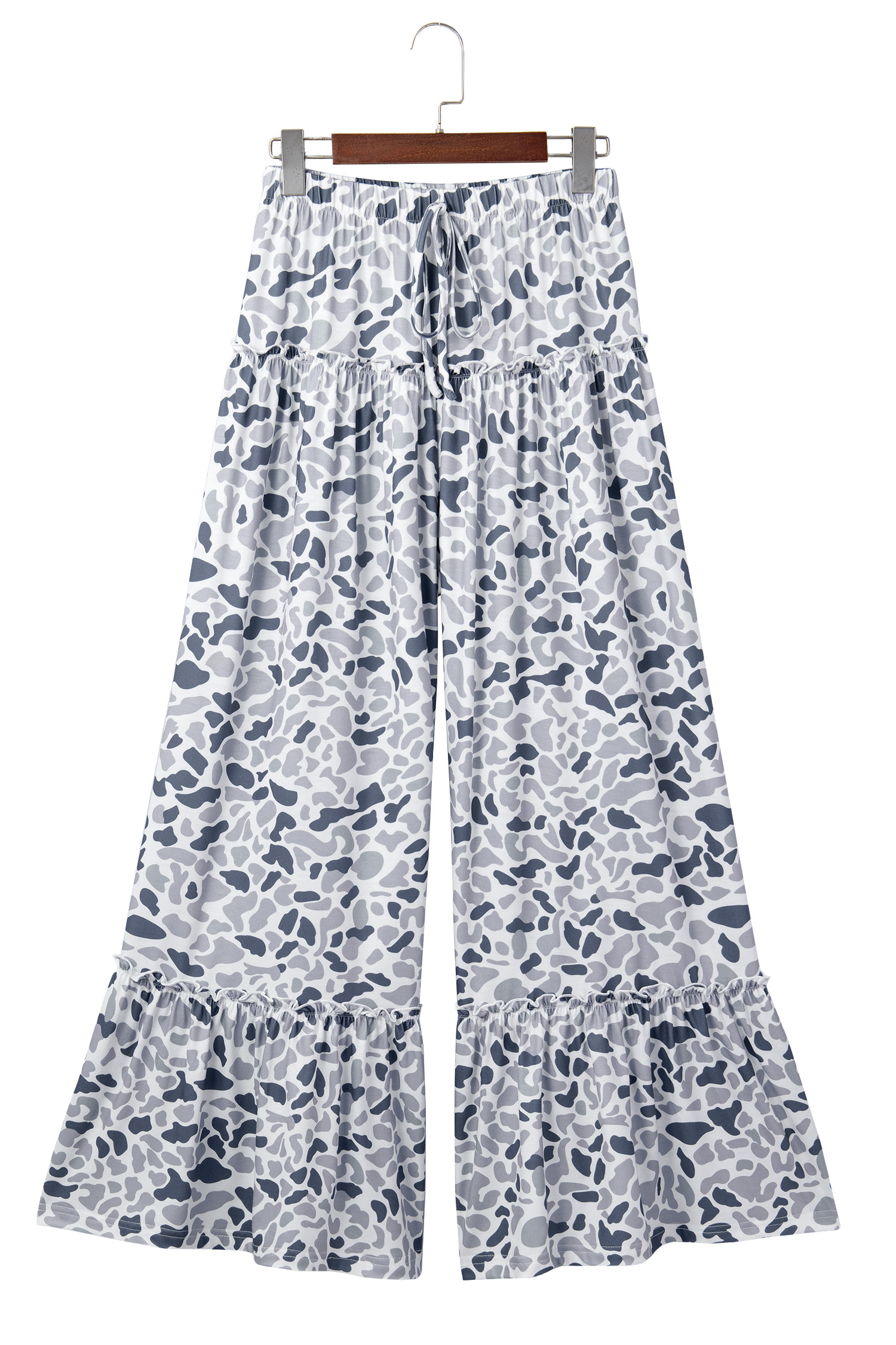 Beige Camo Print Wide Leg Casual Pants view 18