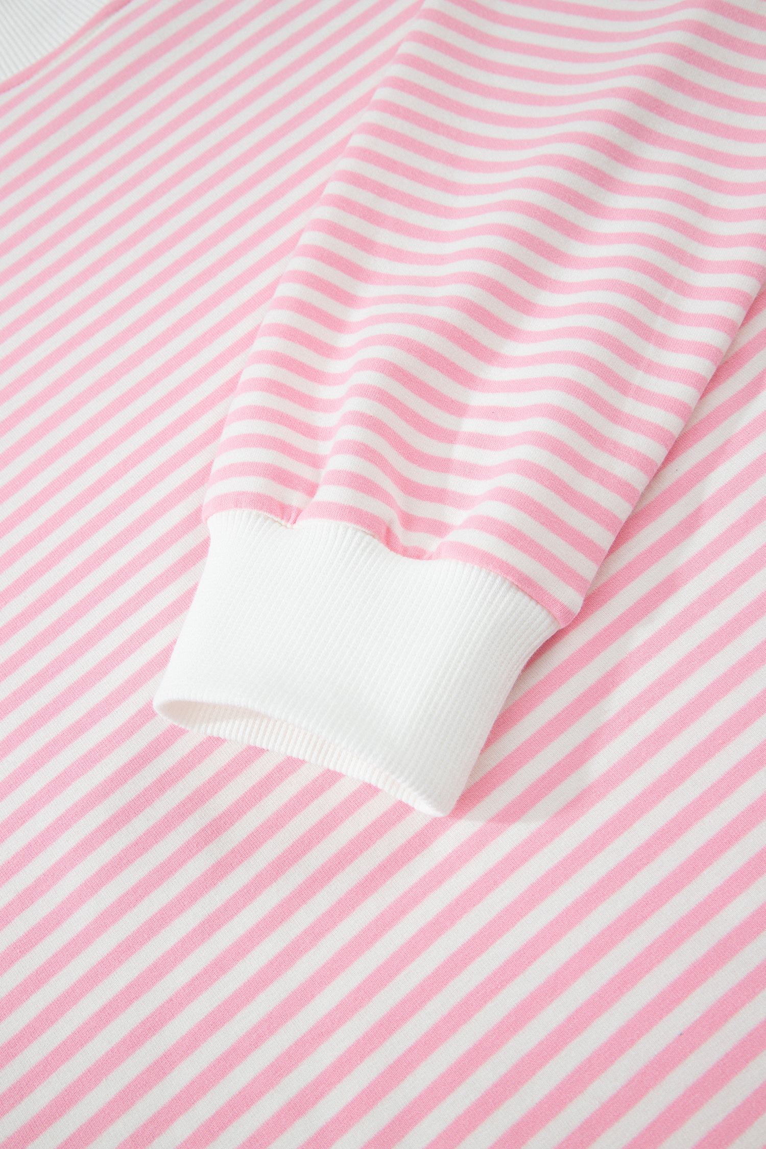 Pink Stripe Oversize Mock Neck Sweatshirt and Shorts Set