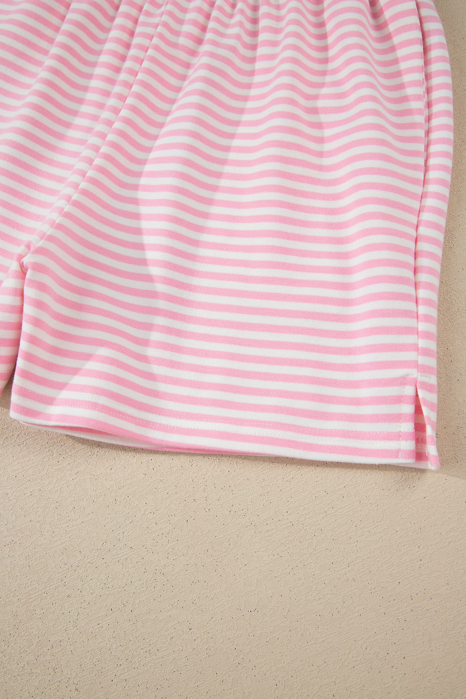 Pink Stripe Oversize Mock Neck Sweatshirt and Shorts Set
