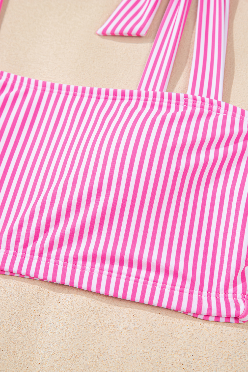 Rose Stripe Print Knot Straps 2pcs High Waist Bikini Swimsuit view 23