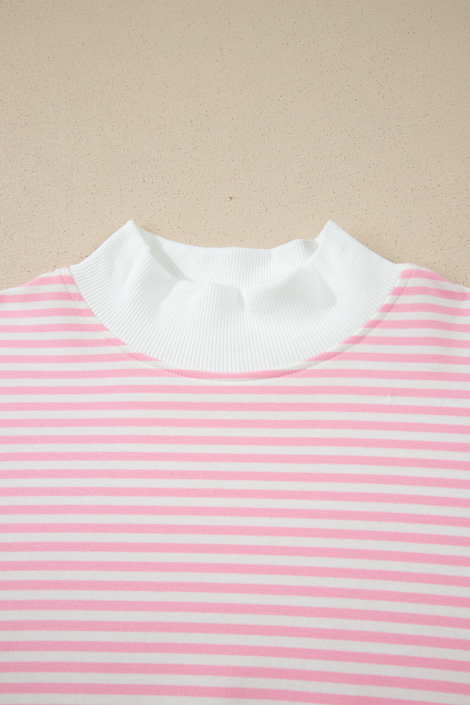 Pink Stripe Oversize Mock Neck Sweatshirt and Shorts Set