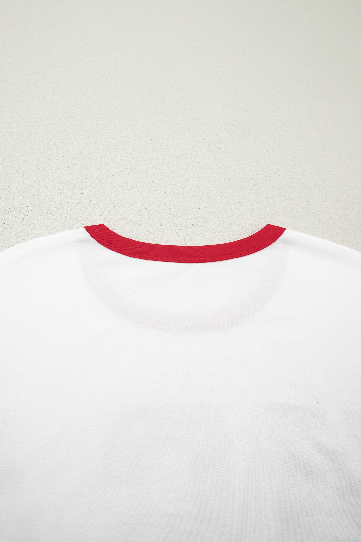 White USA Letter Printed Varsity Striped Sleeve Round Neck Tee