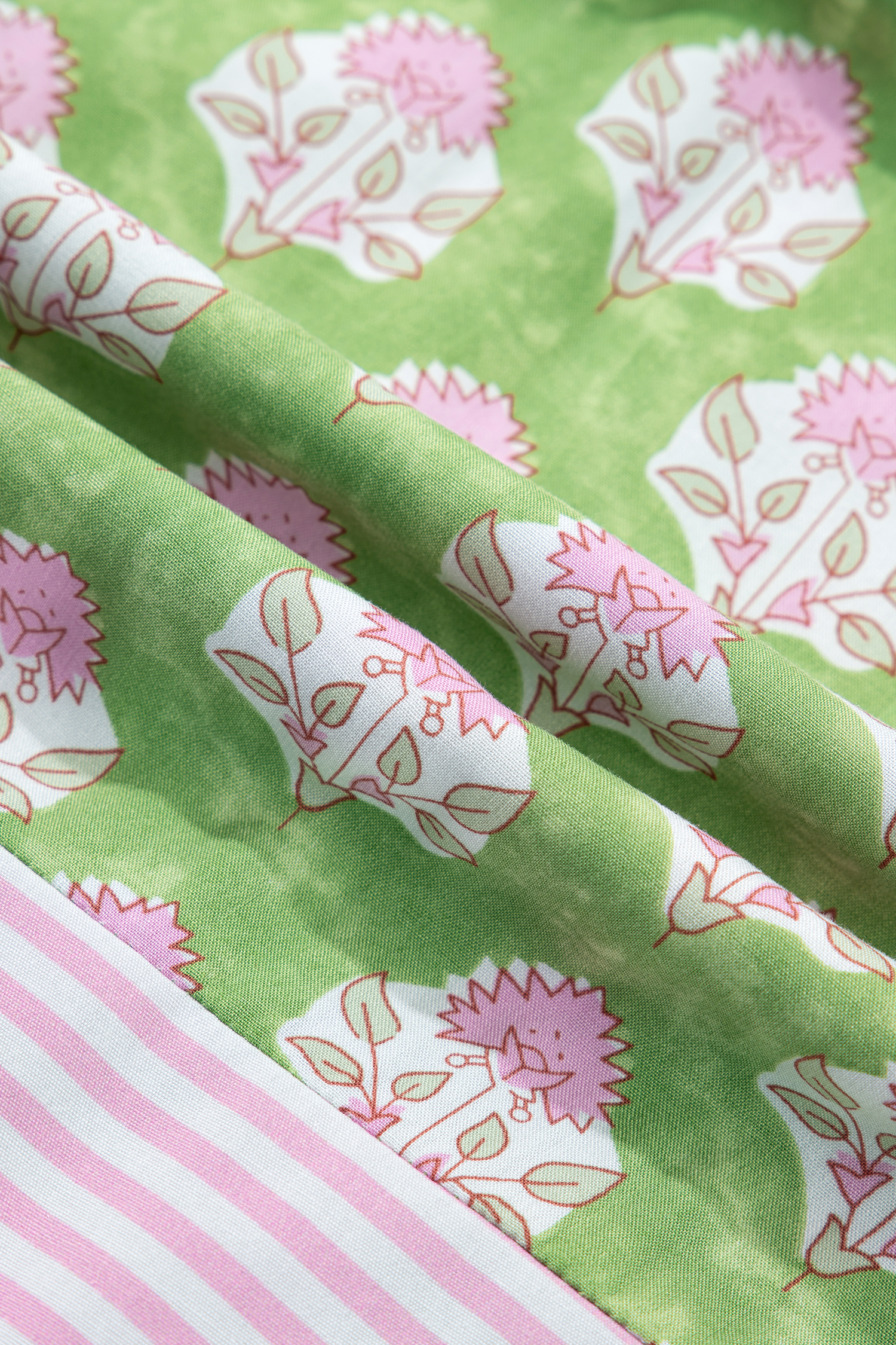 Green Floral Print Striped Detail Knot Straps Maxi Dress view 23
