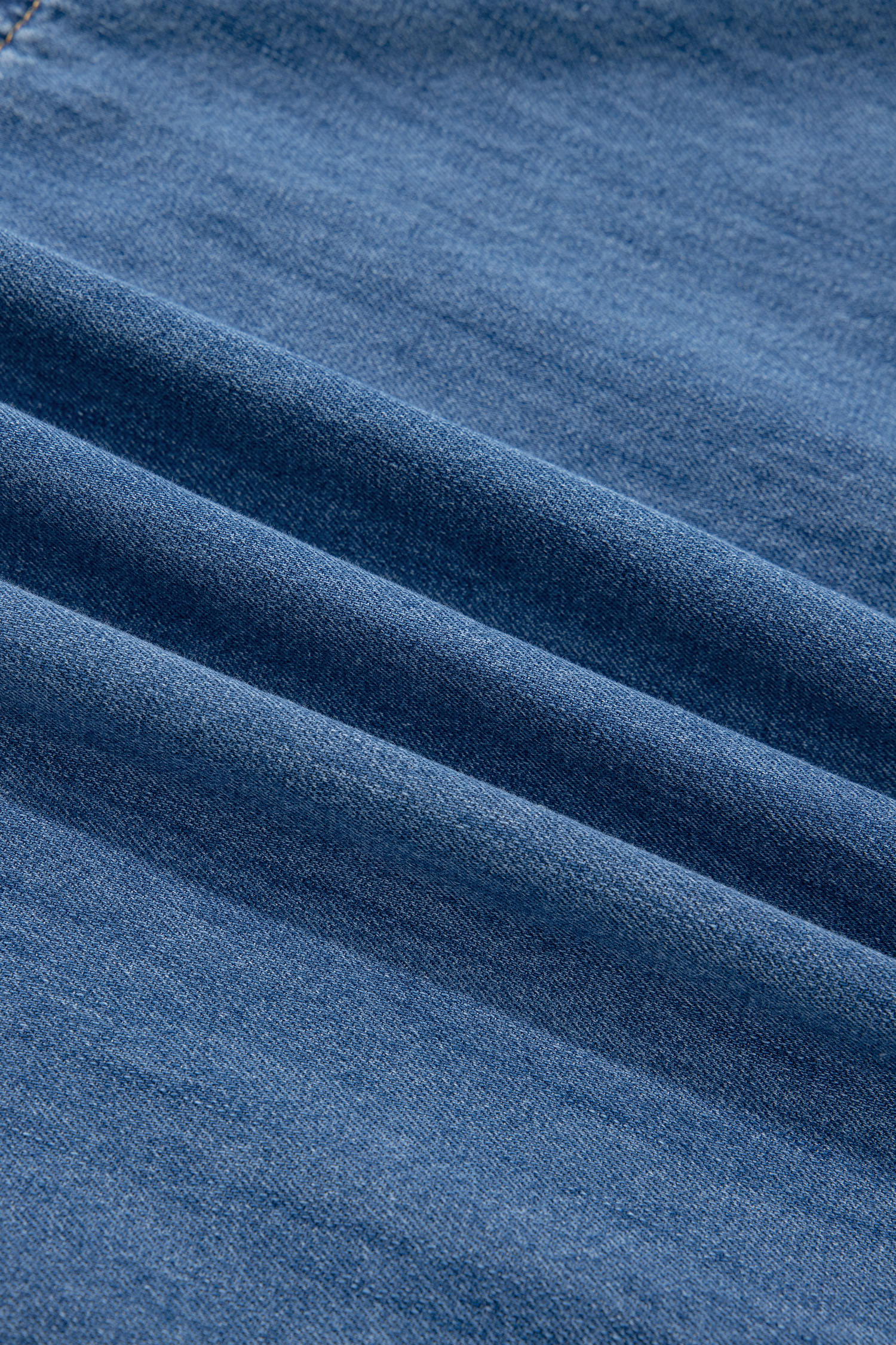 Prussian Blue Button Square Neck Short Puff Sleeve Denim Mini Dress view 20