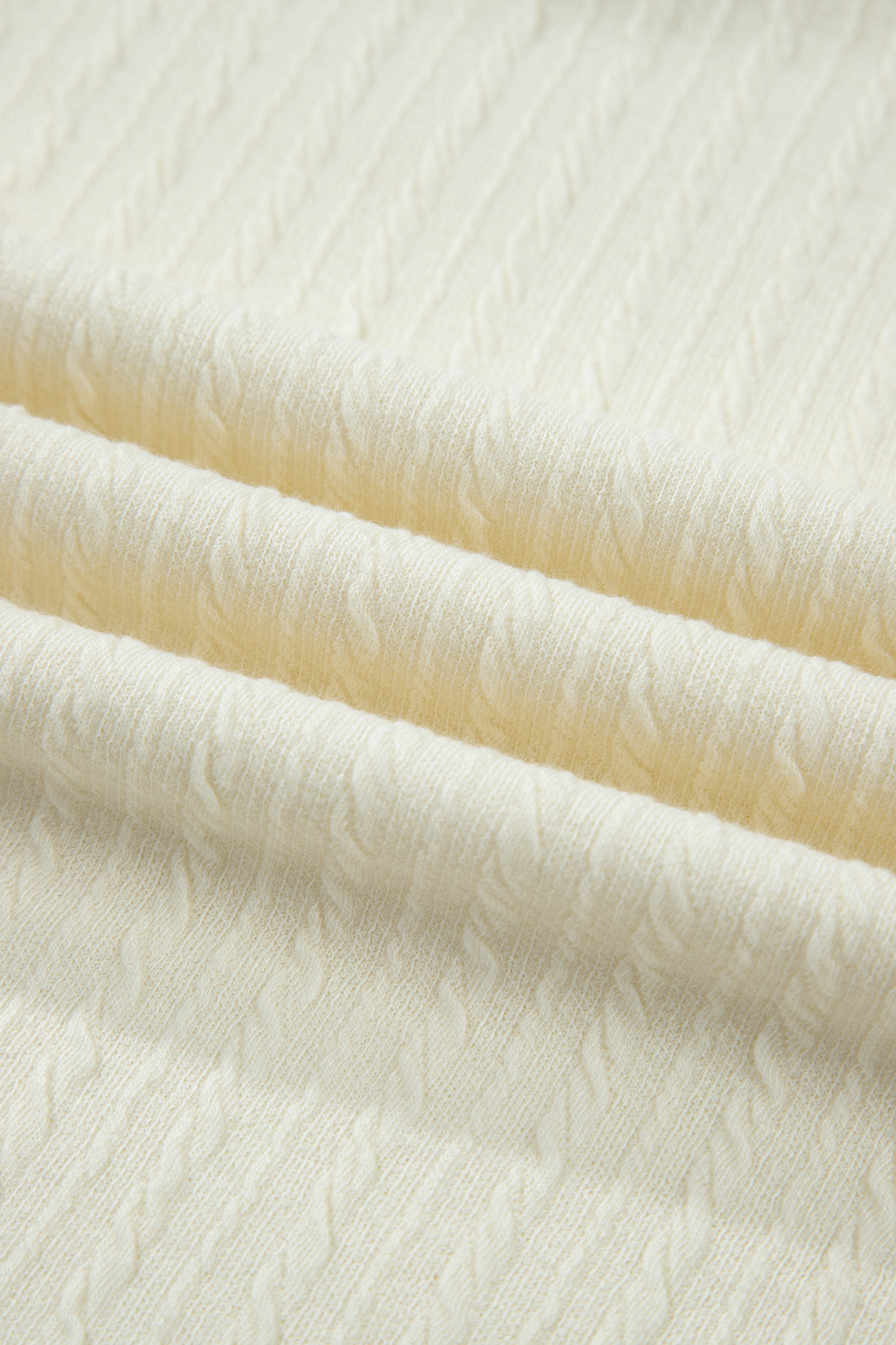 Beige Twisted Texture Knit V Neck T Shirt view 10