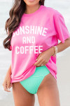 Sachet Pink SUNSHINE AND COFFEE Summer Beachwear Graphic Tee