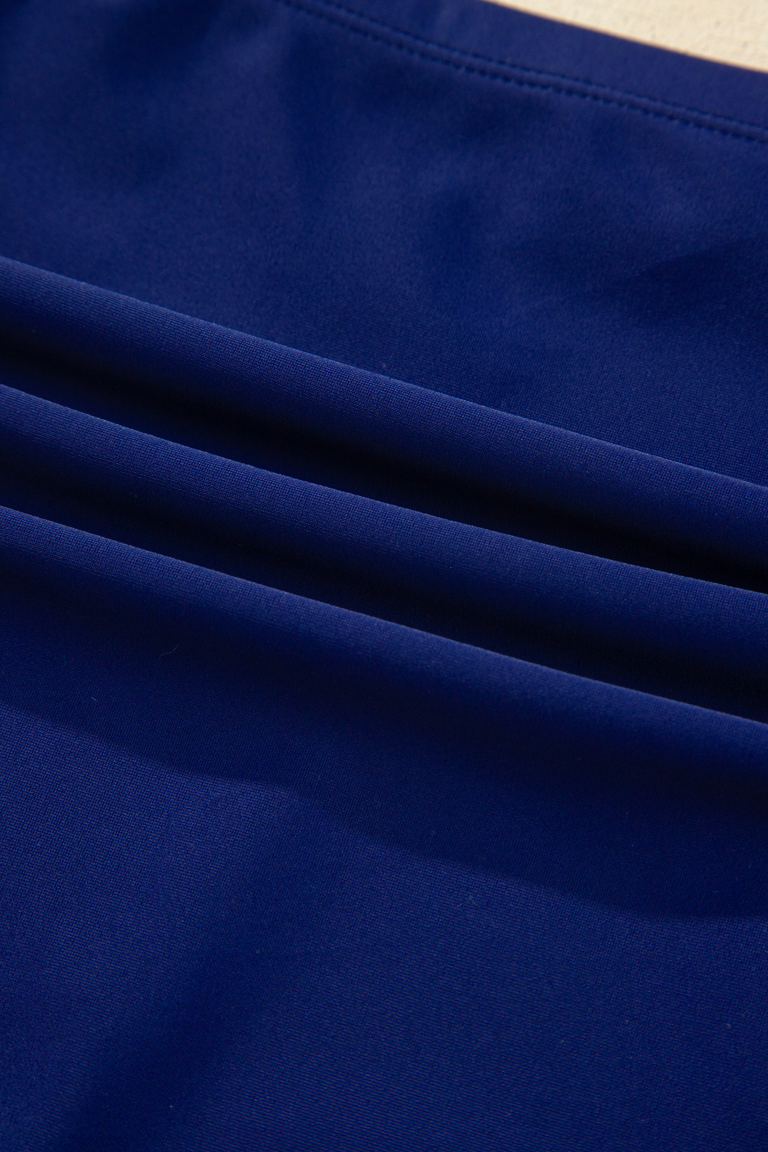 Navy Blue Shell Stitched Trim V Neck Textured Mix and Match High Waist Bikinis view 15