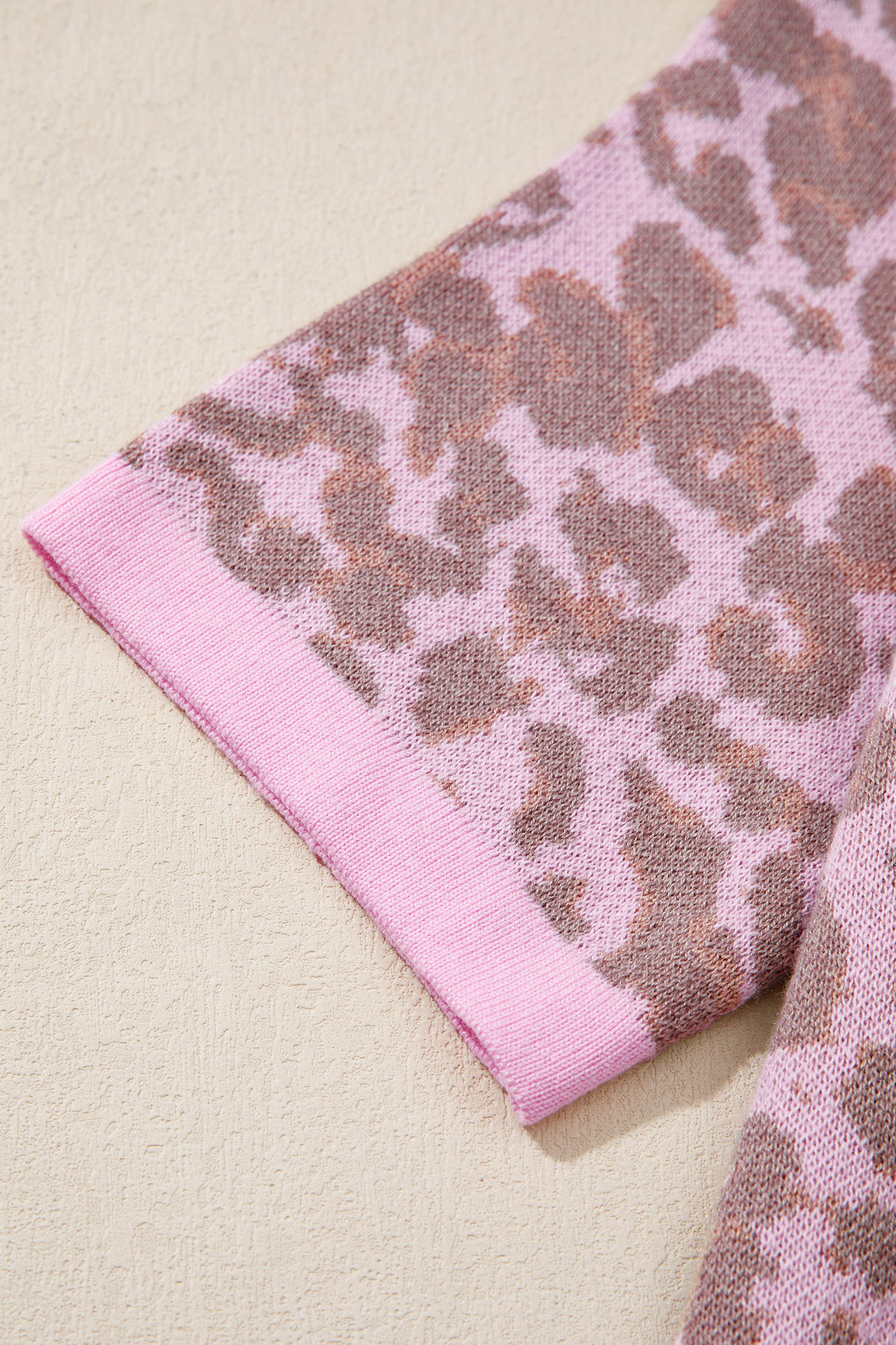 Pink Leopard Button Down Short Sleeve Sweater Cardigan view 16