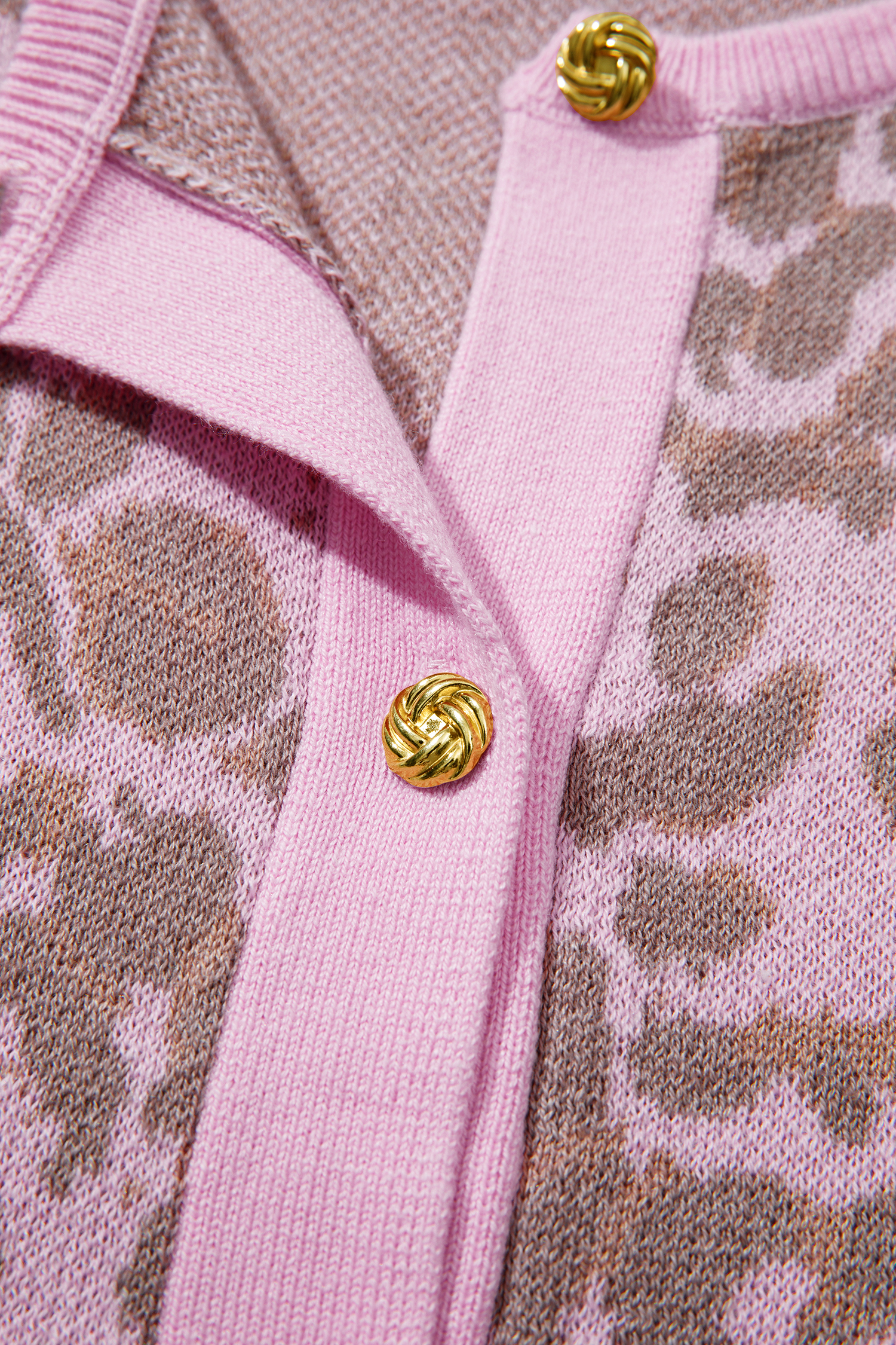 Pink Leopard Button Down Short Sleeve Sweater Cardigan view 14