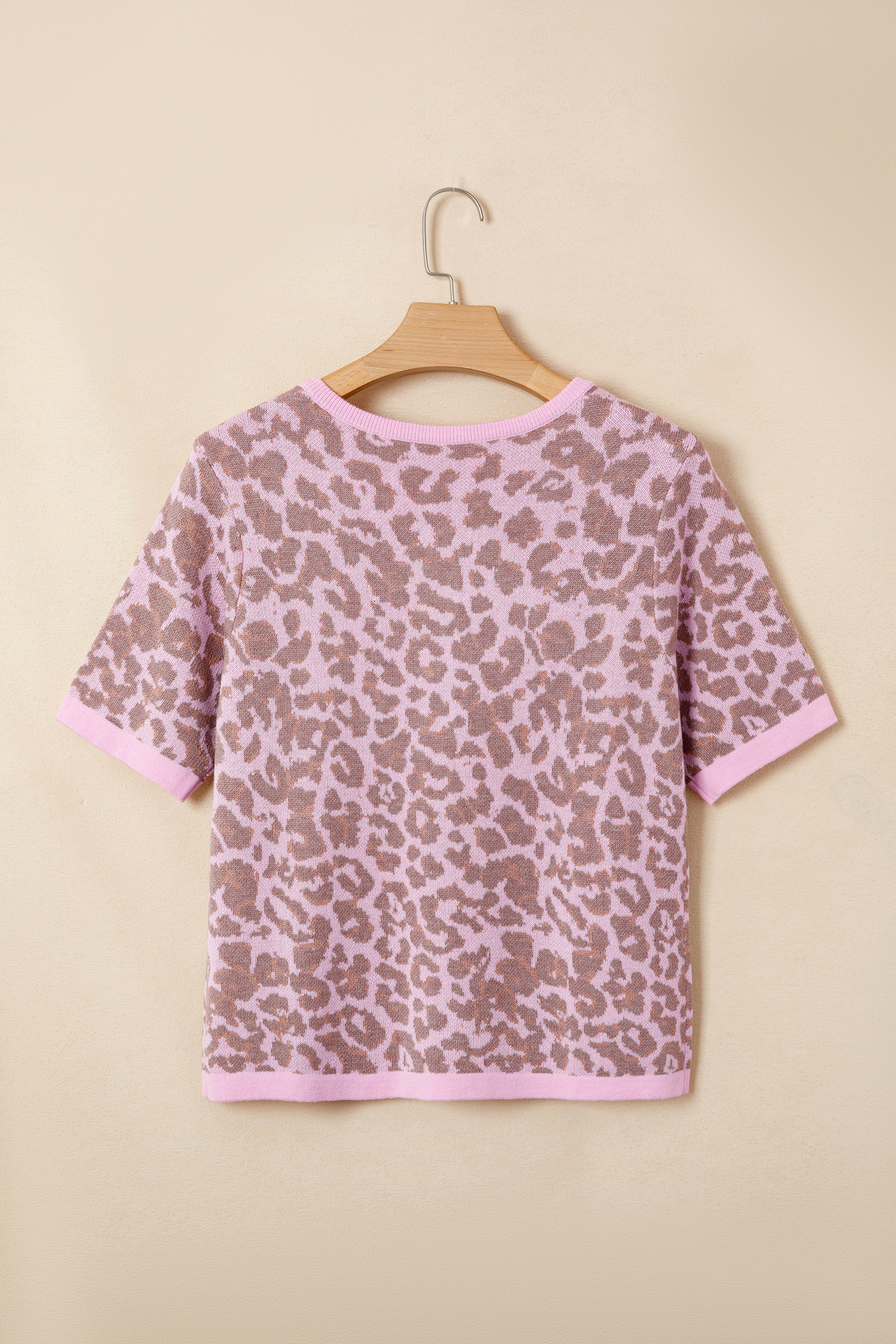 Pink Leopard Button Down Short Sleeve Sweater Cardigan view 13