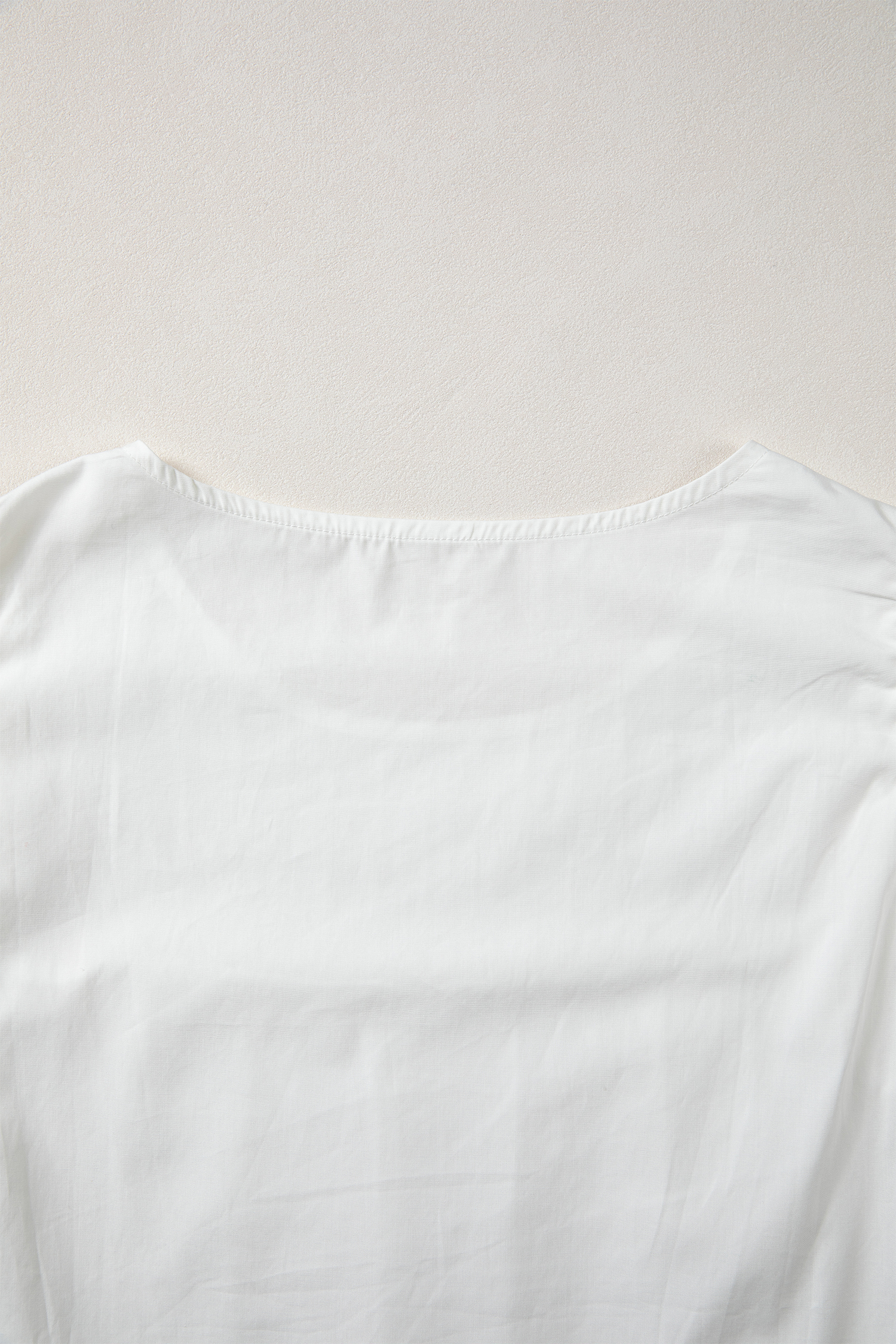 White Lace Detail Flutter Sleeve Pleated Round Neck Blouse view 10
