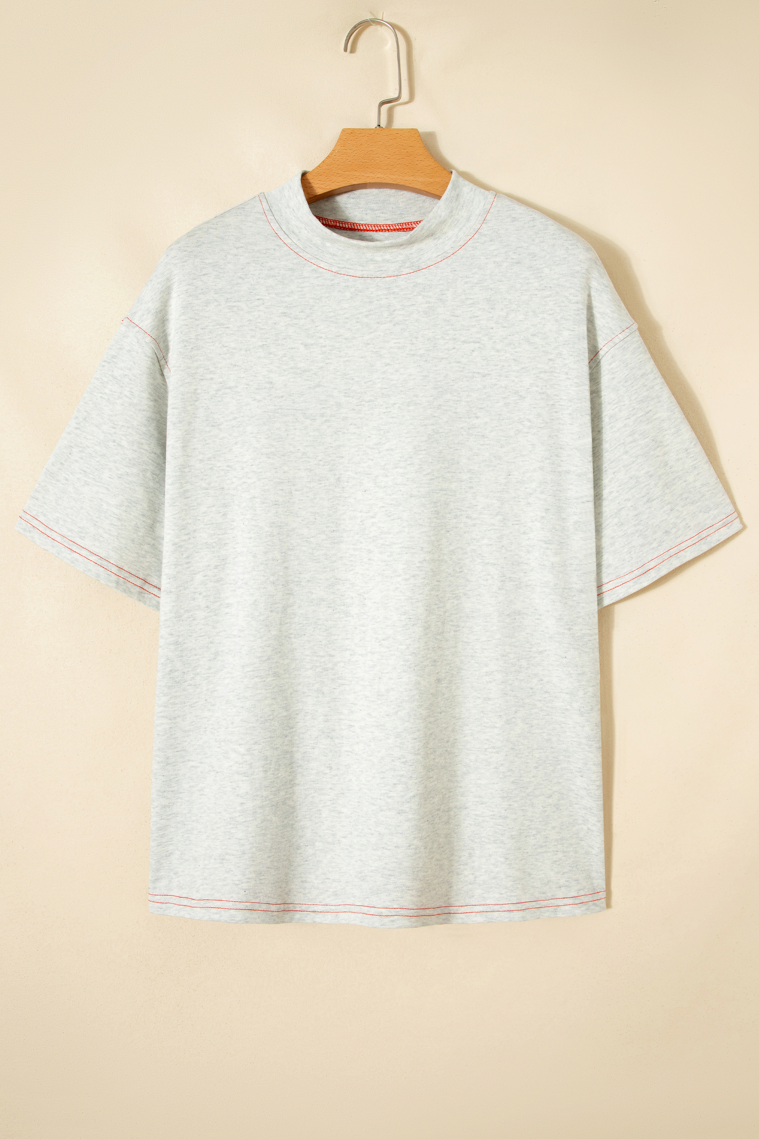 Light Grey Reversible Contrast-Stitched T-Shirt view 9