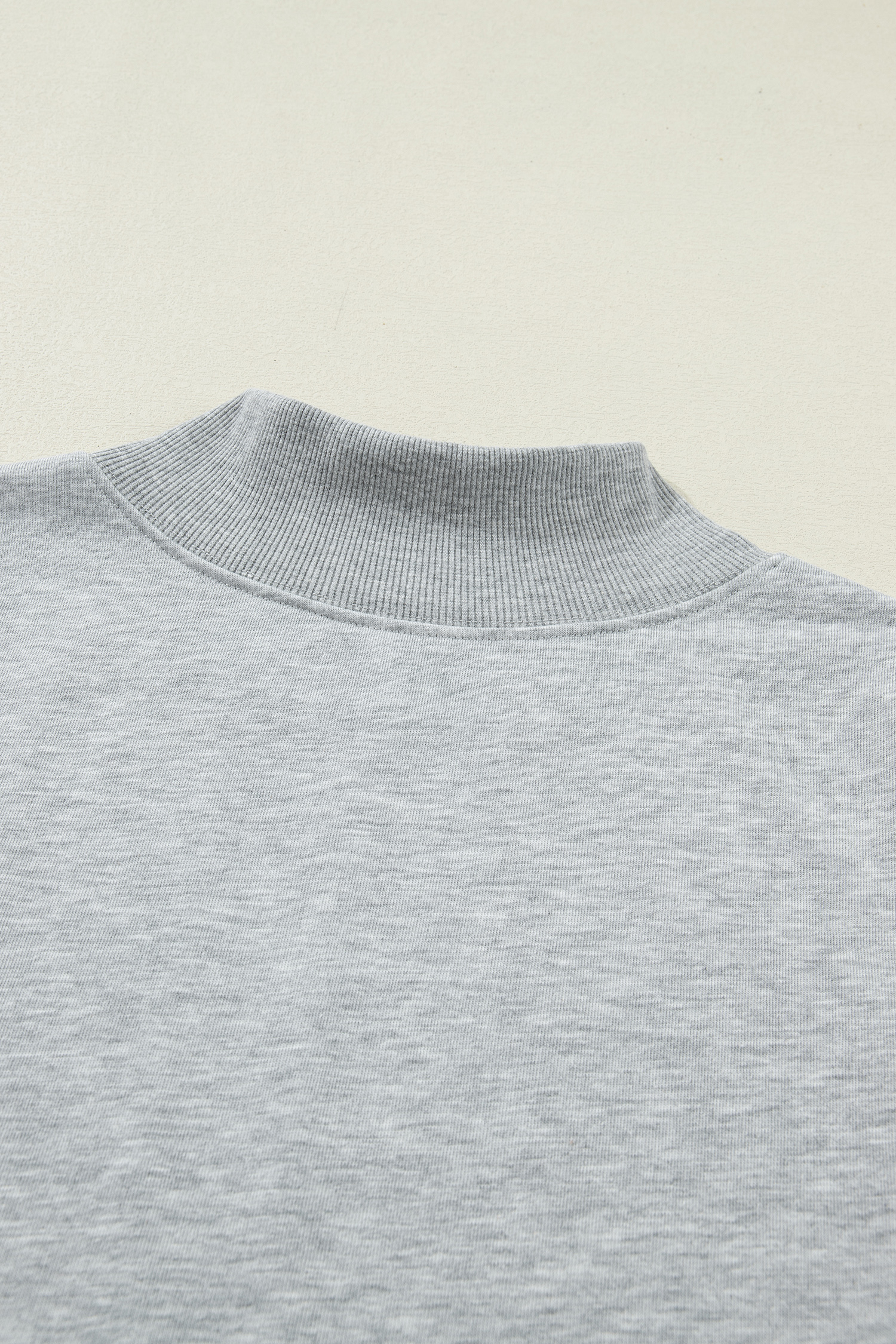 Light Grey Solid Color High Neck Cap Sleeve Loose Top view 13