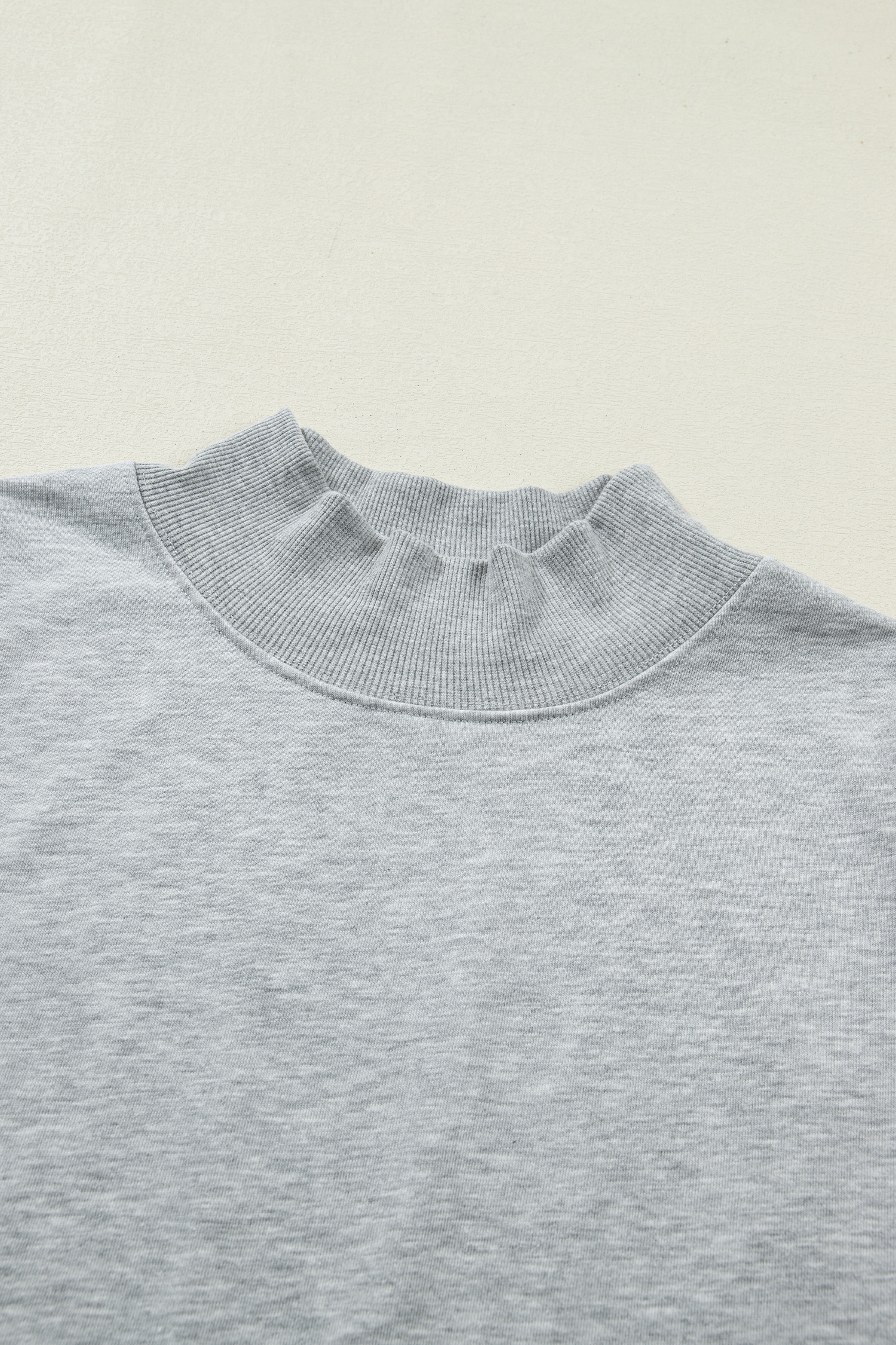 Light Grey Solid Color High Neck Cap Sleeve Loose Top view 8