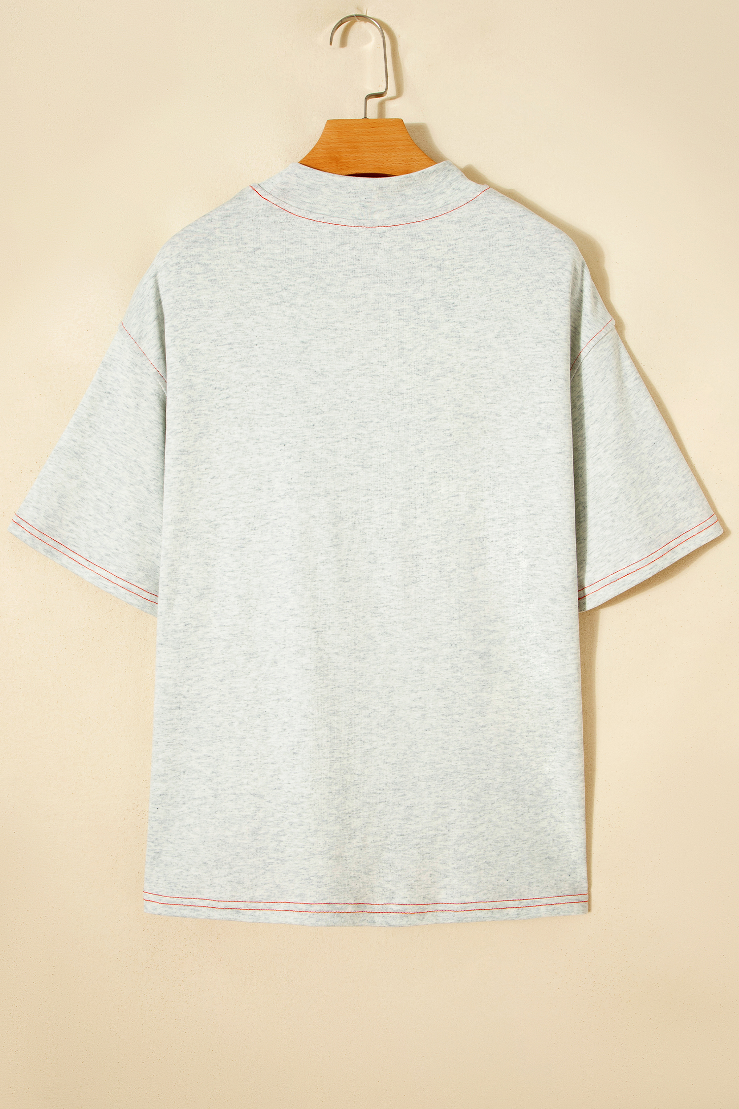 Light Grey Reversible Contrast-Stitched T-Shirt view 10
