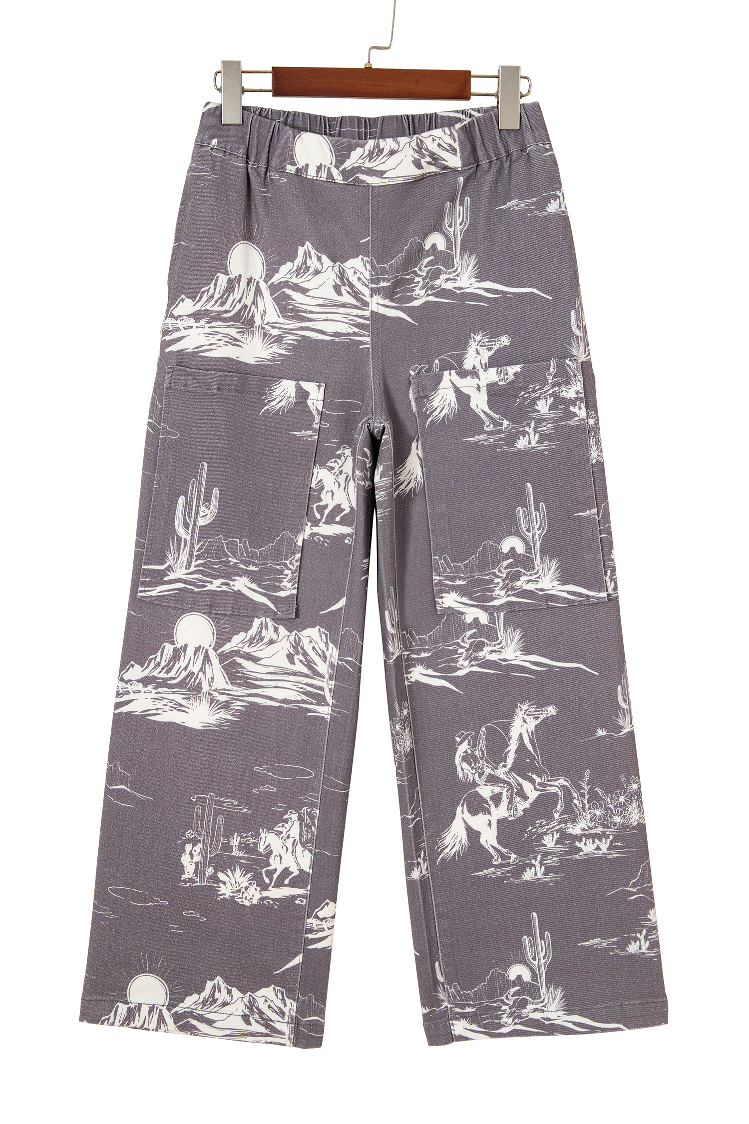 Gray Wild West Riding Vintage Printed Shift Jeans view 20