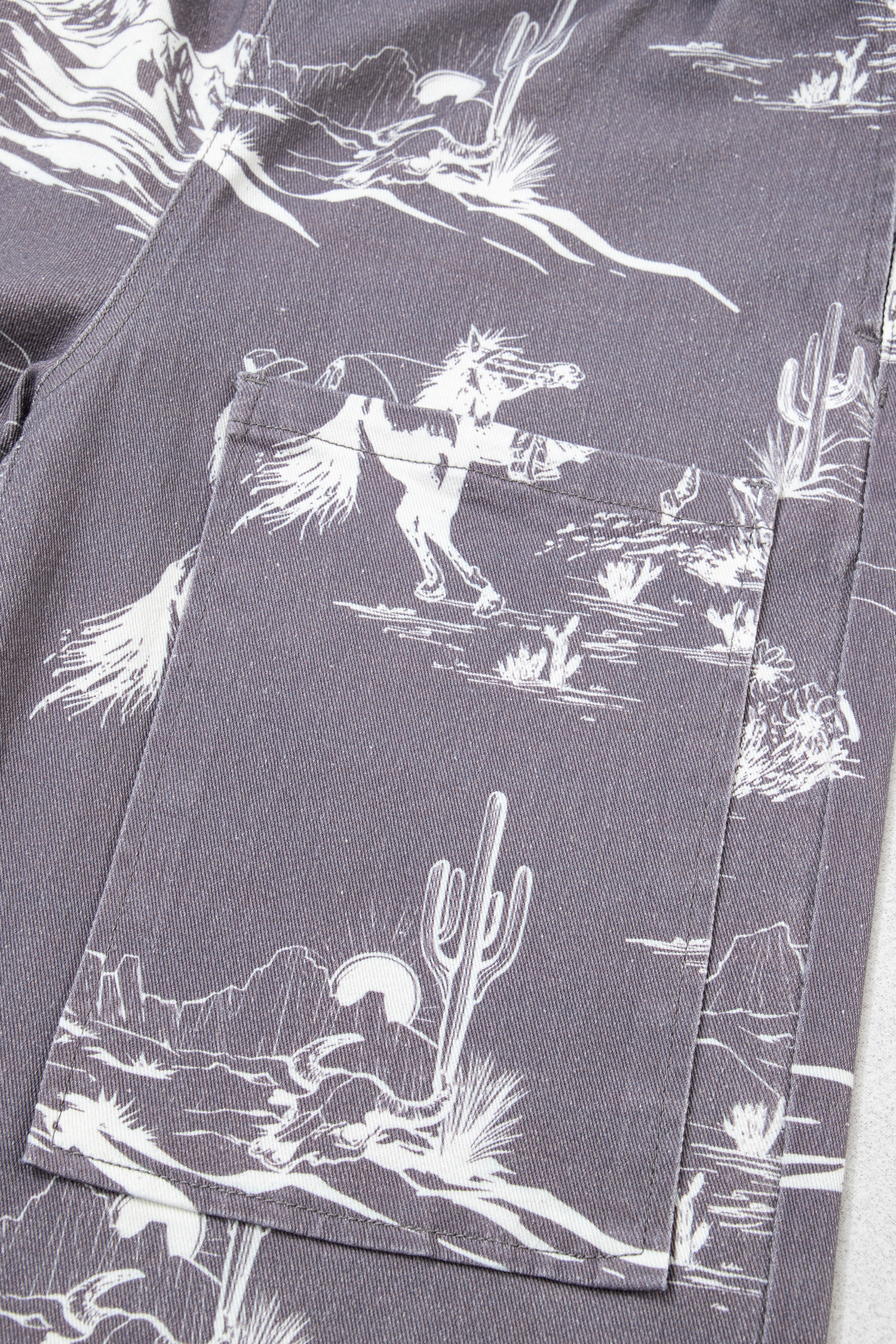 Gray Wild West Riding Vintage Printed Shift Jeans view 15