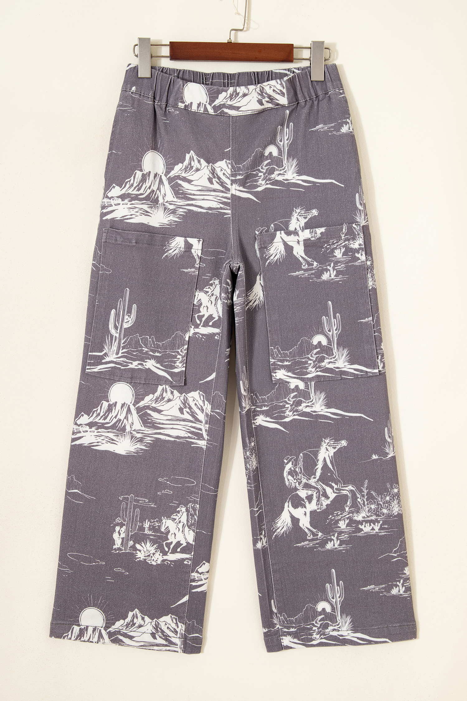 Gray Wild West Riding Vintage Printed Shift Jeans view 10