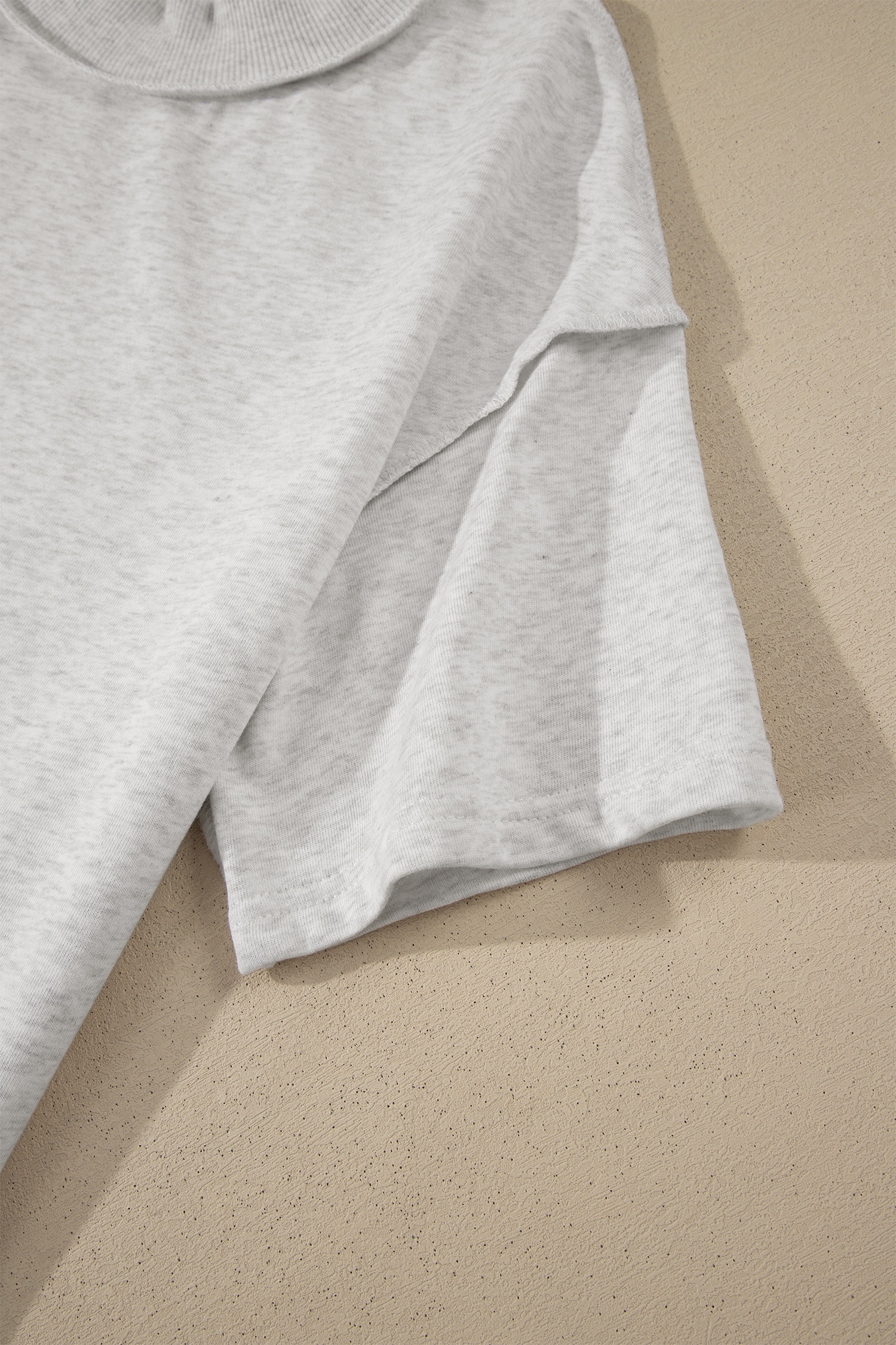 Light Grey Exposed Seam Detail Mock Neck Tee view 9