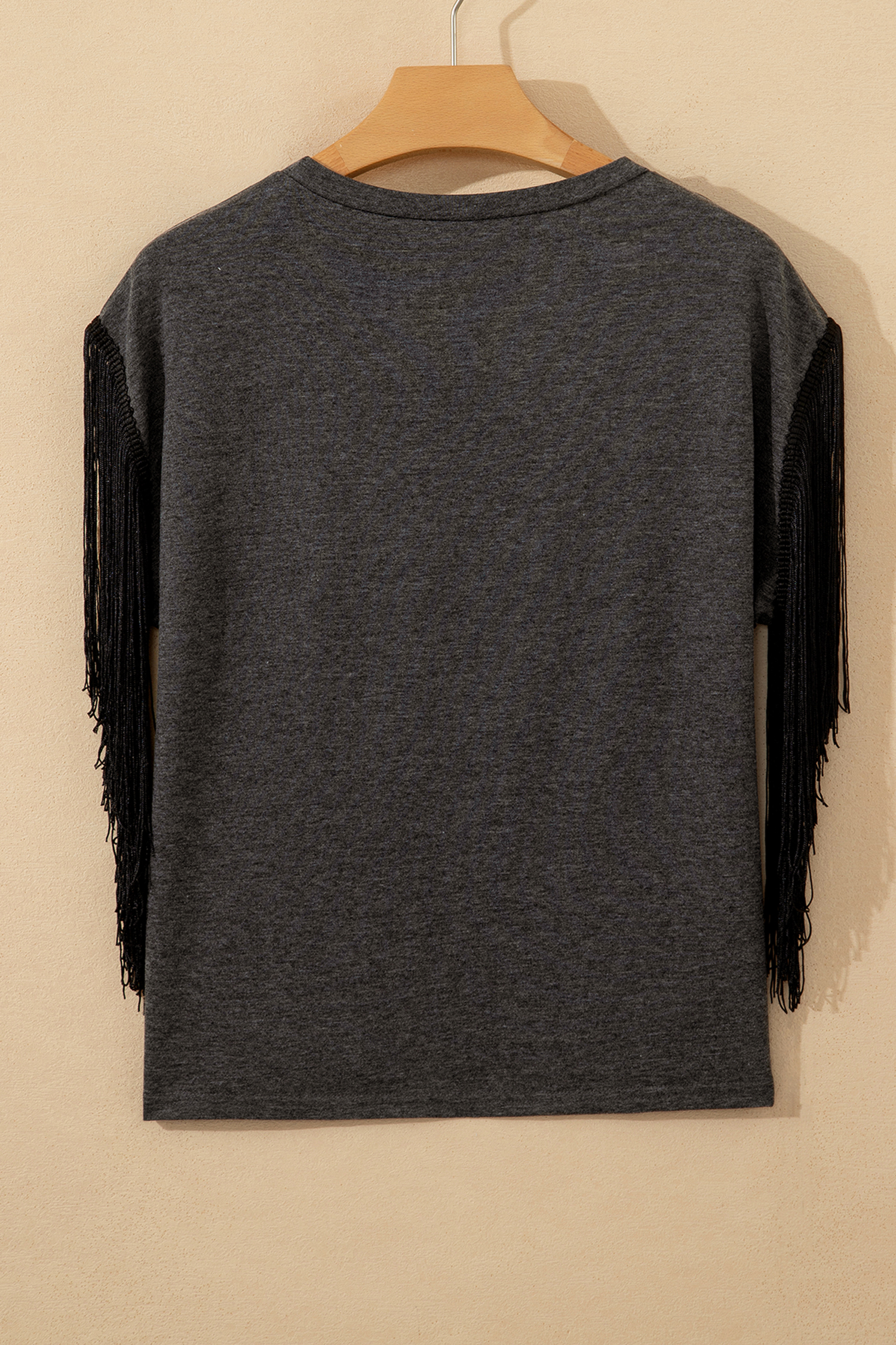 Carbon Grey YEE HAW Boots STATE OF MIND Fringed Sleeve Tee view 7