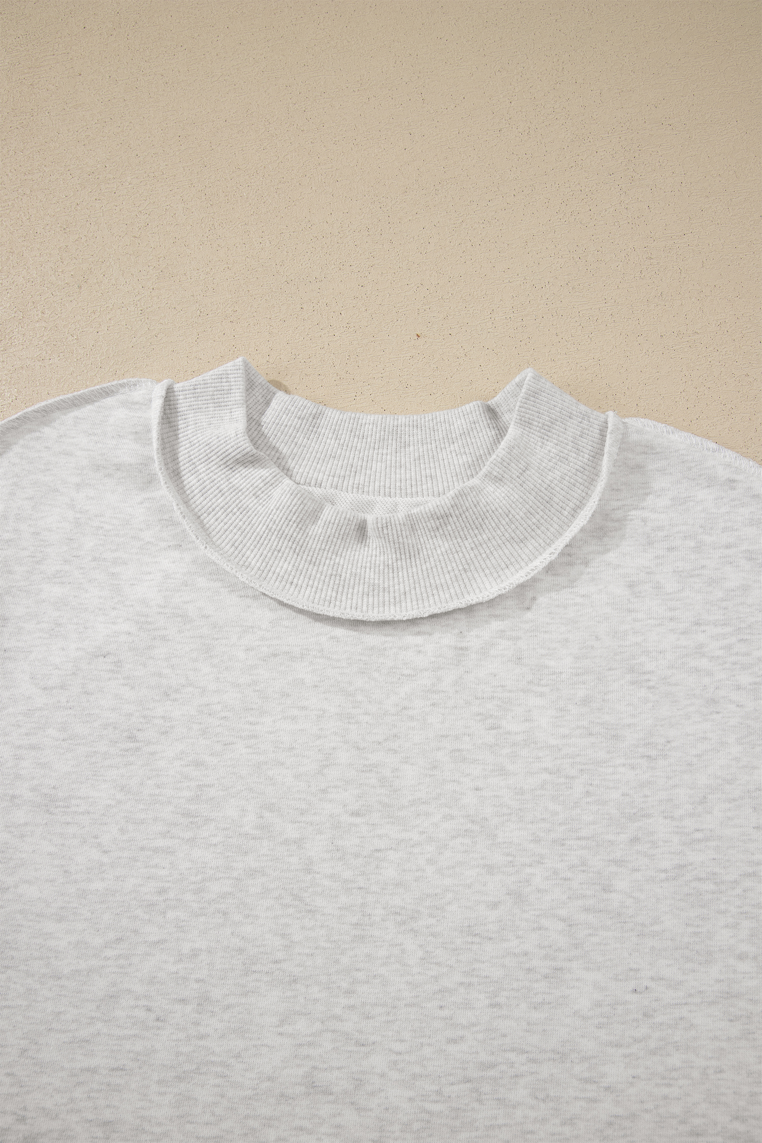Light Grey Exposed Seam Detail Mock Neck Tee view 7