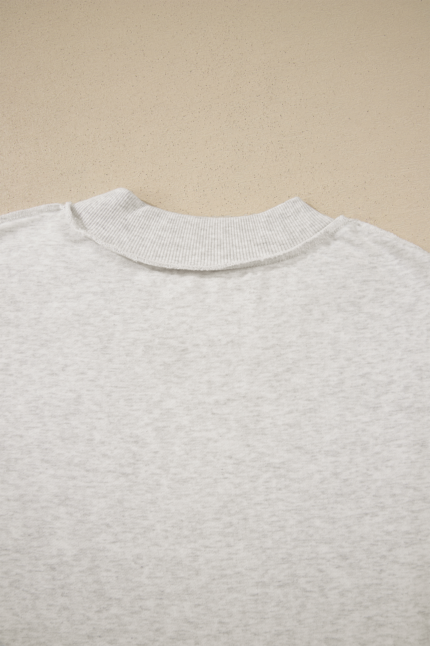 Light Grey Exposed Seam Detail Mock Neck Tee view 8