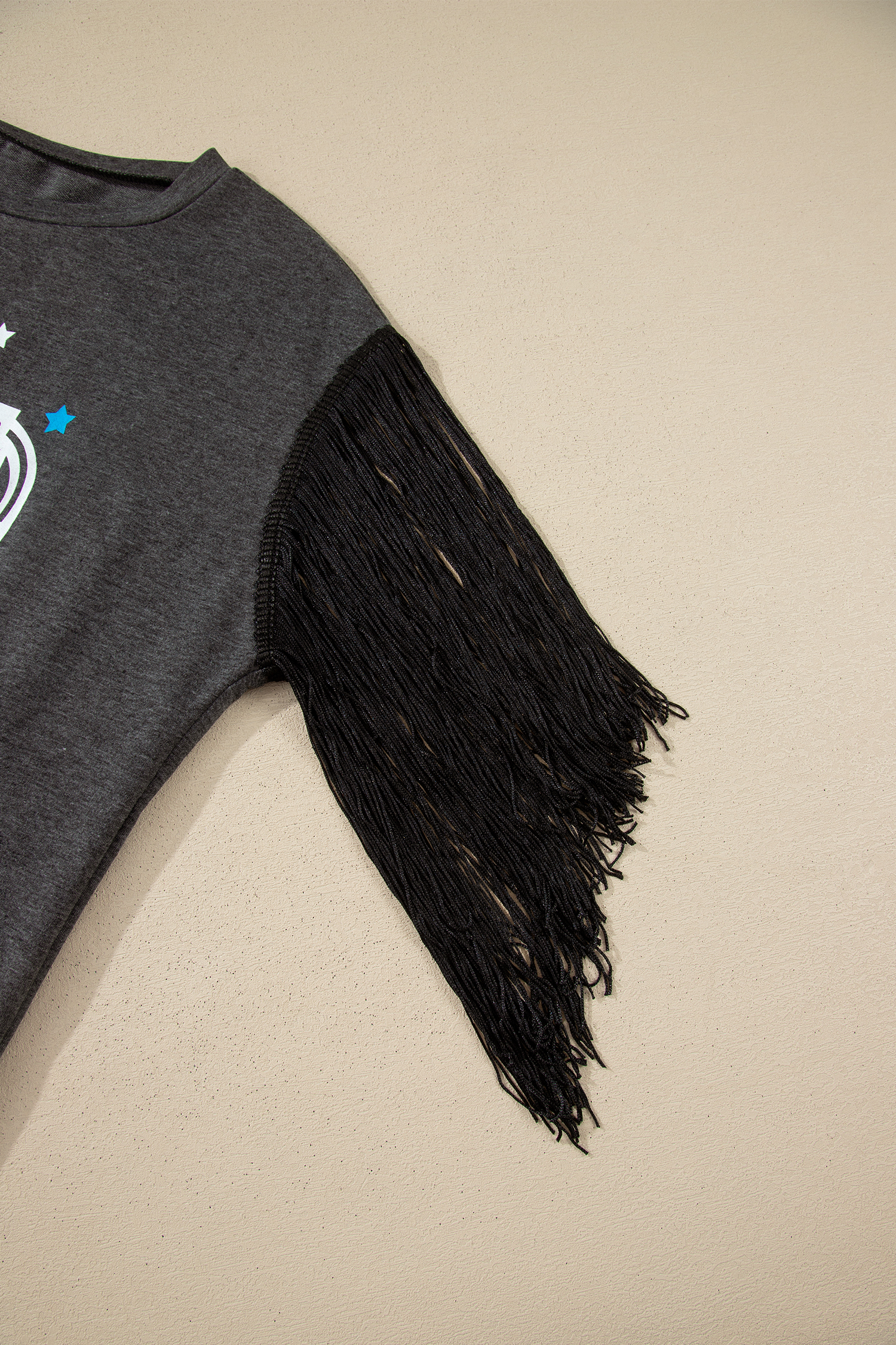 Carbon Grey YEE HAW Boots STATE OF MIND Fringed Sleeve Tee view 13