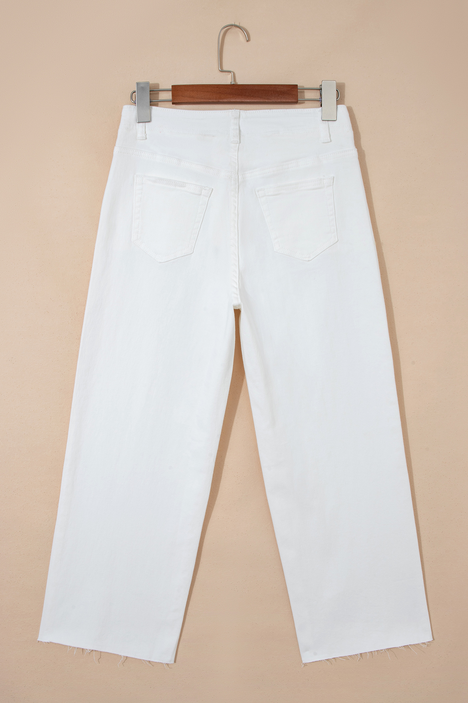 White Raw Hem Ankle-length Loose Jeans view 7