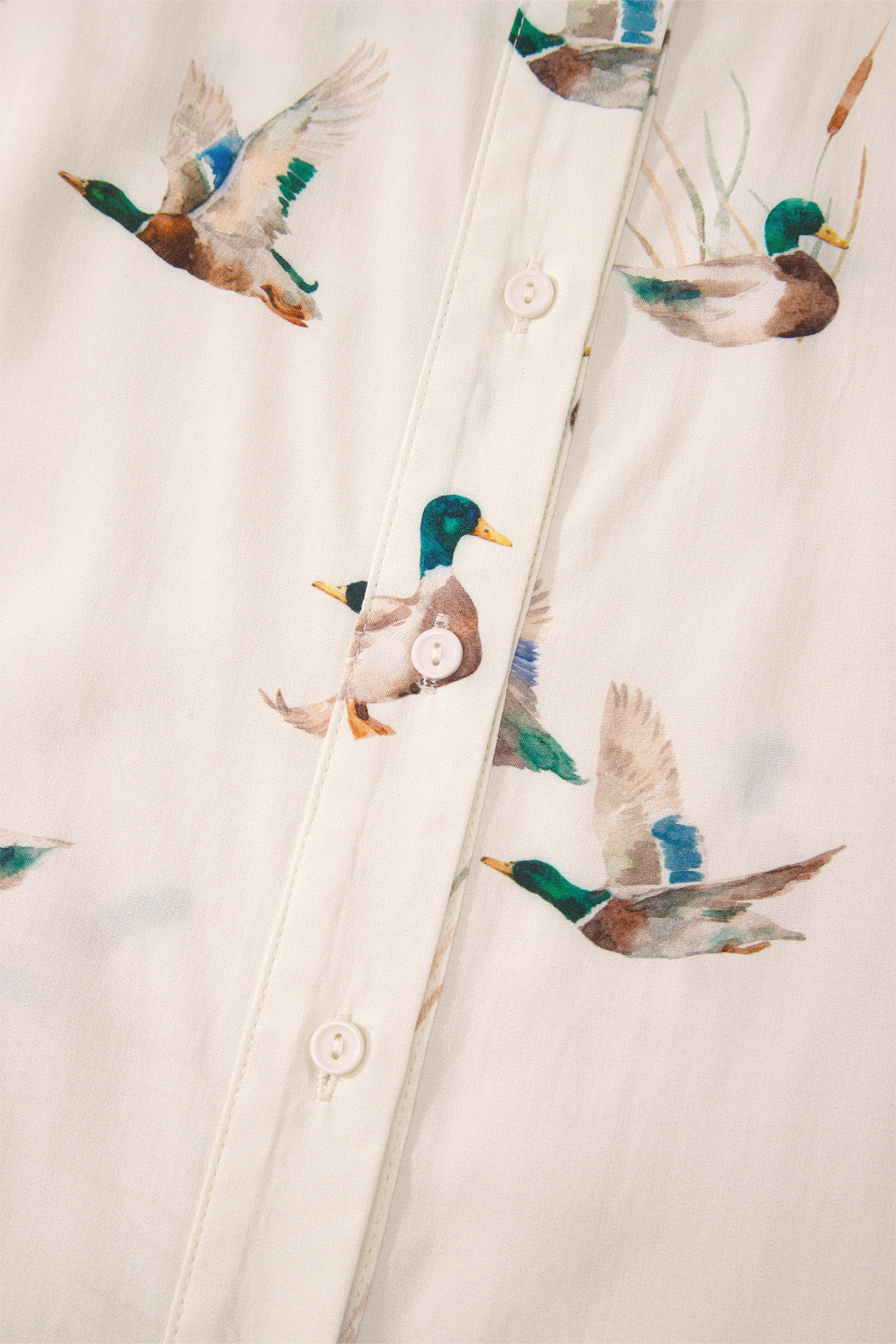 Beige Mallard Print Shirt Style Short Two Piece Set view 17